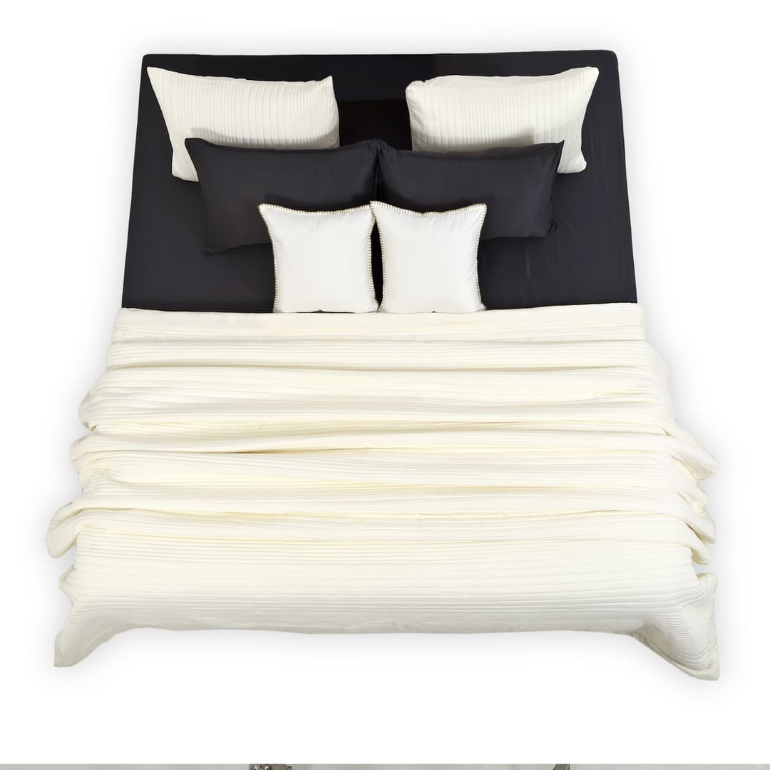 Zarf California King Size AC Comforters With 2 Pillow Cases & 2 Cushion Covers - Off-White