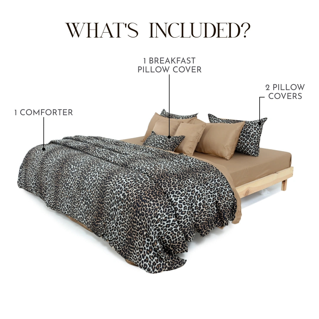 Linen Blend AC Comforter With 2 Pillow Cases and 1 Breakfast Pillow For Single Size Bed- Anima