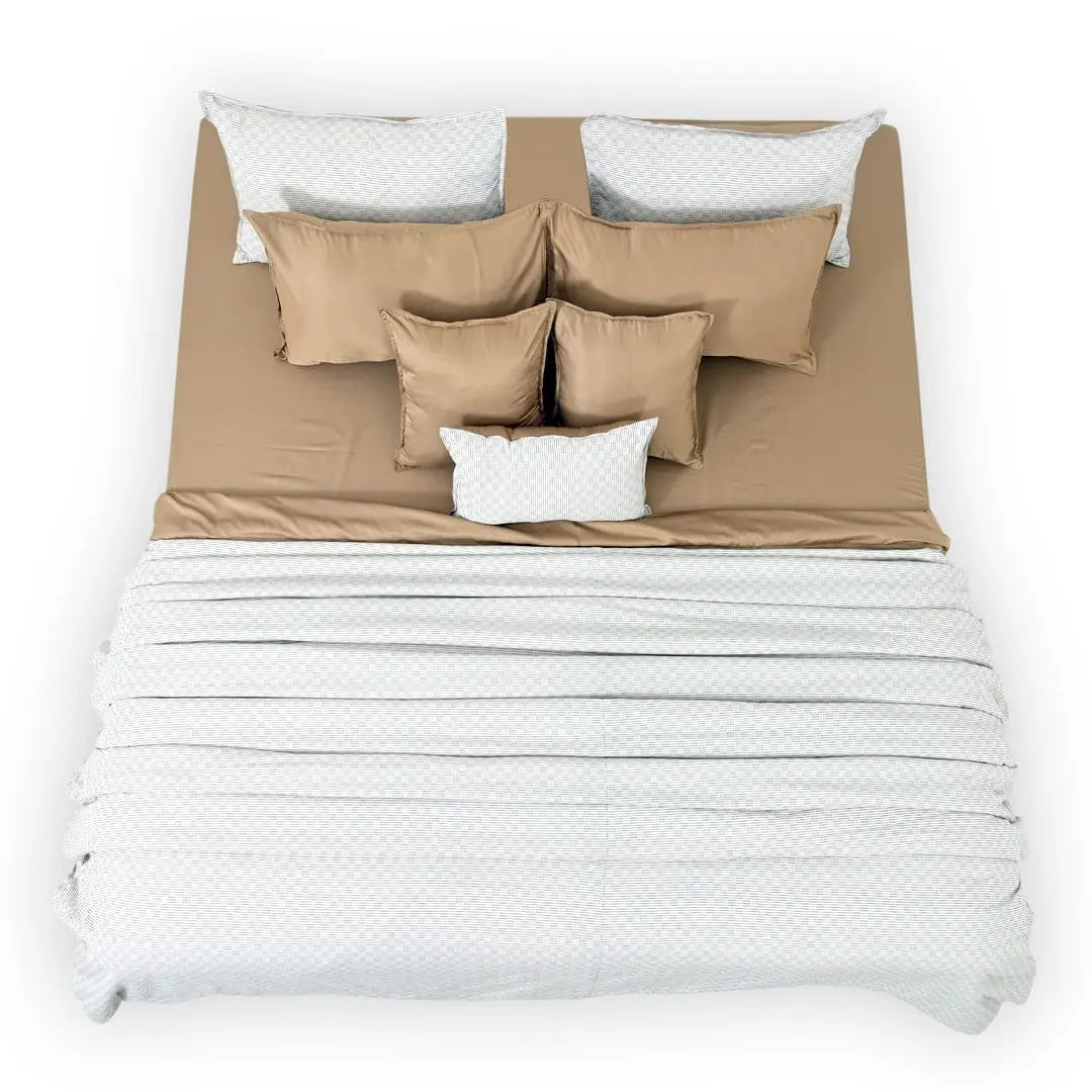 Linen Blend AC Comforter With 2 Pillow Cases and 1 Breakfast Pillow - Arctic