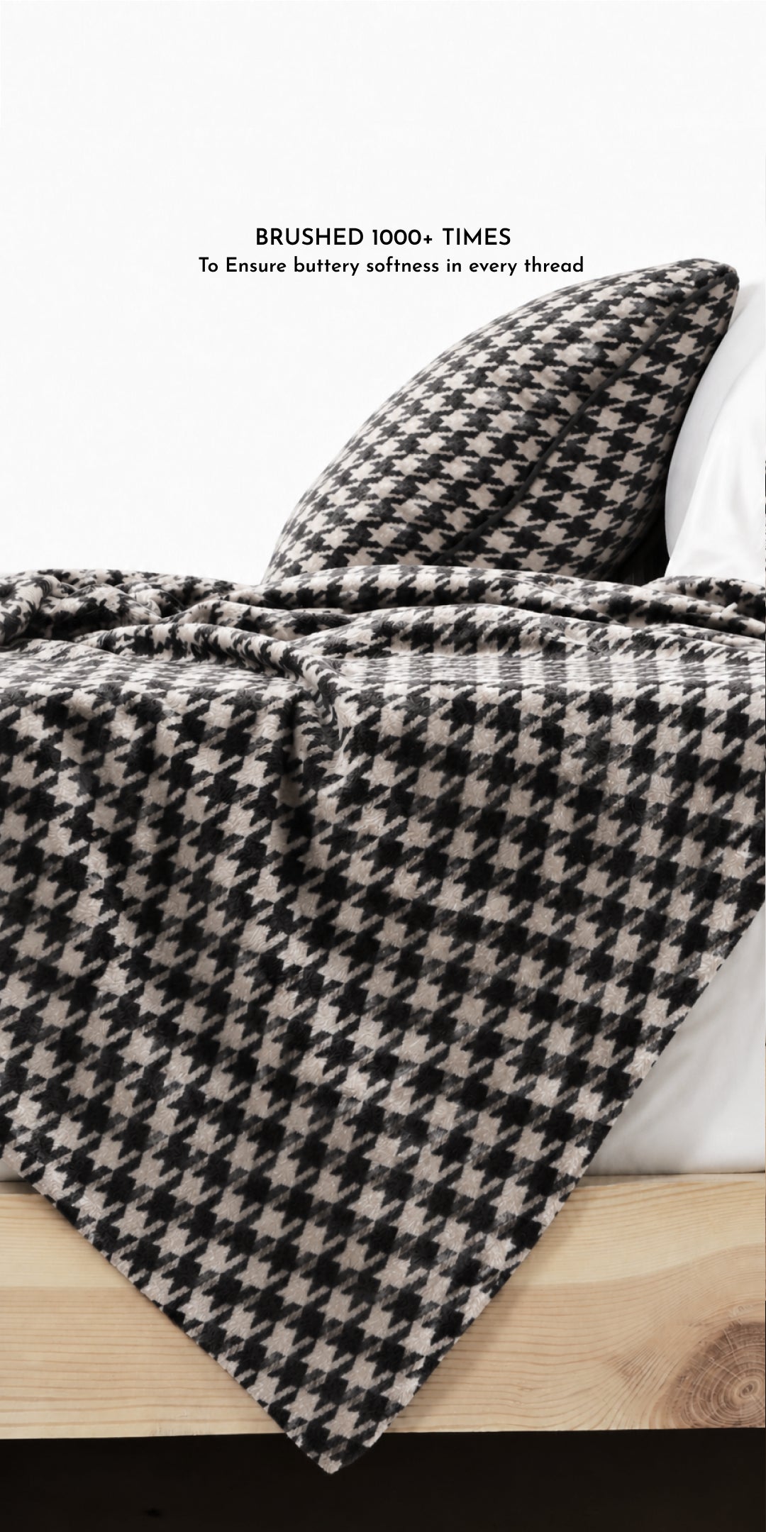 Zarf All-Season Premium Printed AC Blanket With Two Pillow Covers - Houndstooth