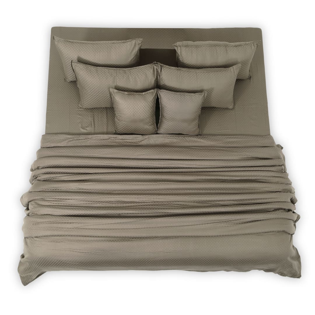 Zeries Egyptian Cotton Jacquard Bedsheets With 2 Pillow Cases & 2 Cushion Covers - Chestnut
