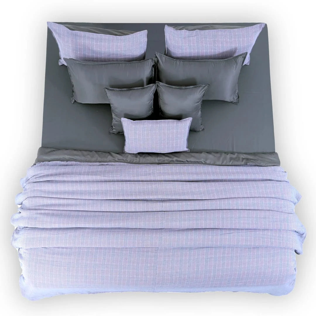 Linen Blend AC Comforter With 2 Pillow Cases and 1 Breakfast Pillow - Iskora