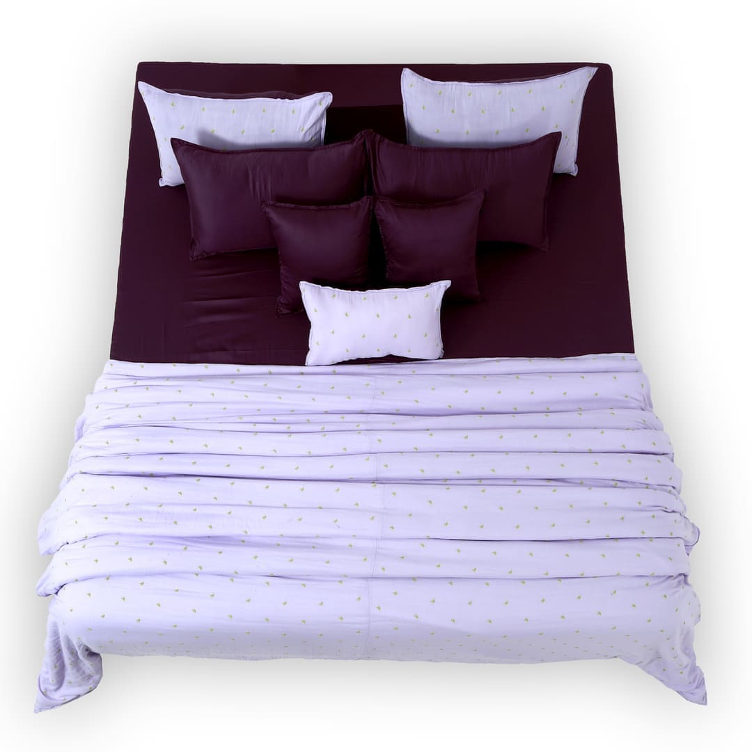 Linen Blend AC Comforter With 2 Pillow Cases and 1 Breakfast Pillow - Reve