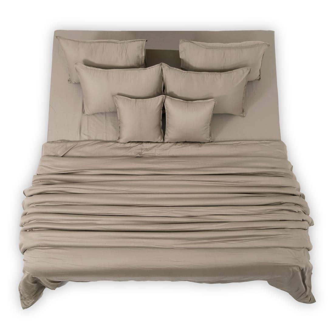 Zeries Egyptian Cotton Bedsheets With 2 Pillow Cases & 2 Cushion Covers - Dove