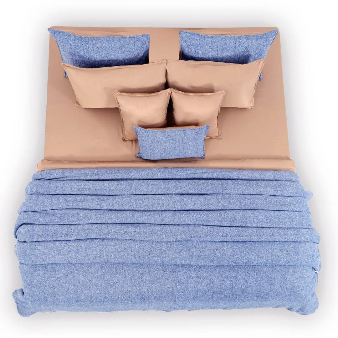 Linen Blend AC Comforter With 2 Pillow Cases and 1 Breakfast Pillow - Fleck