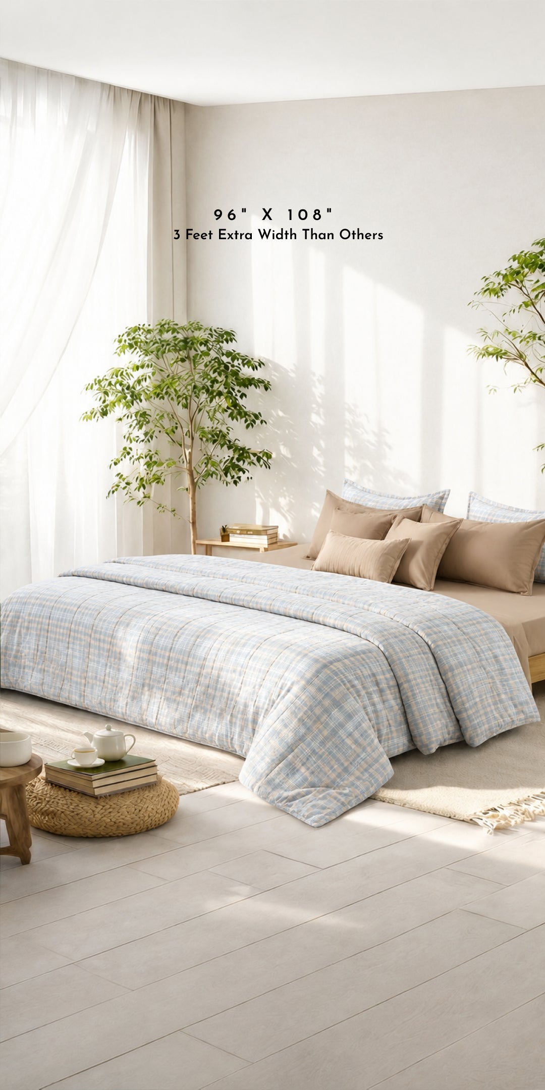 Linen Blend AC Comforter With 2 Pillow Cases and 1 Breakfast Pillow - Ellsworth