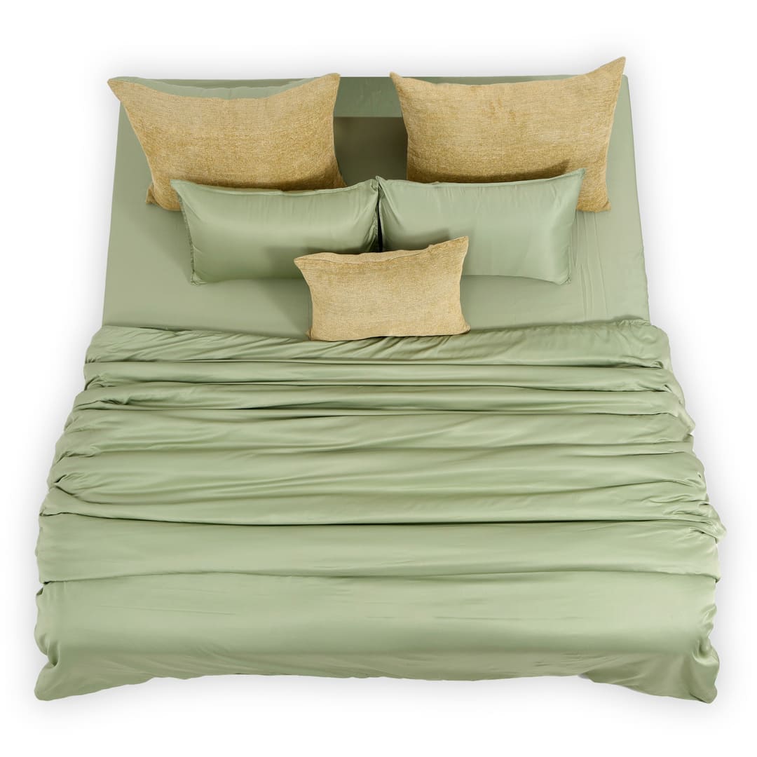 ZARF Italian Staple Weave Comforter With 2 Designer Pillow Cases 1 Breakfast Cushion Cover - Linden
