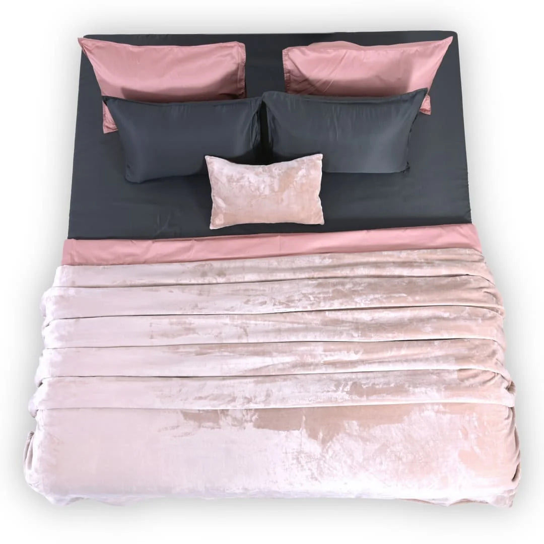 Zarf Premium AC Dohar With Two Pillow Covers & One Breakfast Cushion Cover - Pinkstone