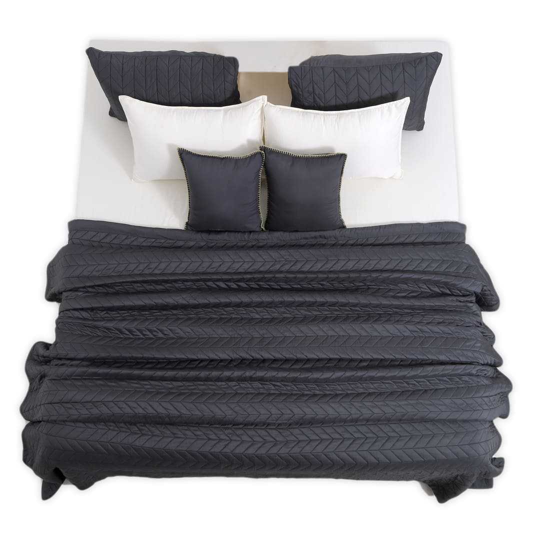 Zarf California King Size AC Comforters With 2 Pillow Cases & 2 Cushion Covers - Dark Grey