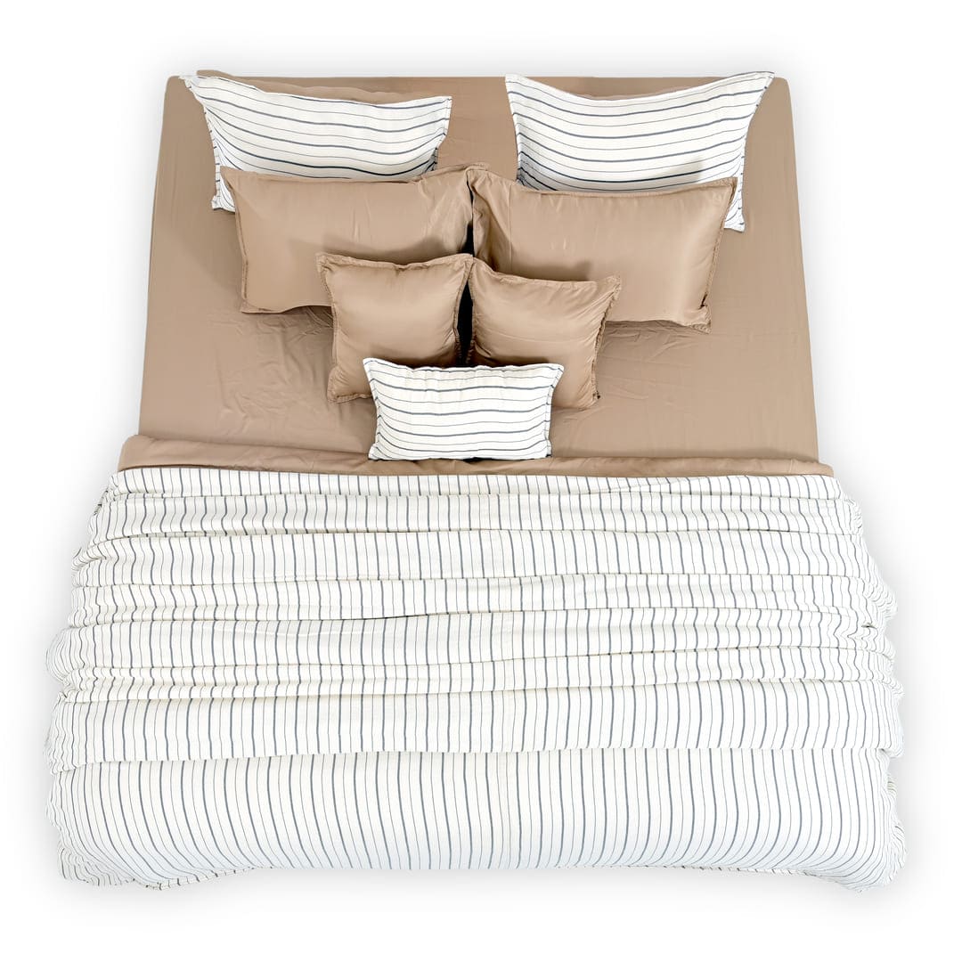 Linen Blend AC Comforter With 2 Pillow Cases and 1 Breakfast Pillow - Arden