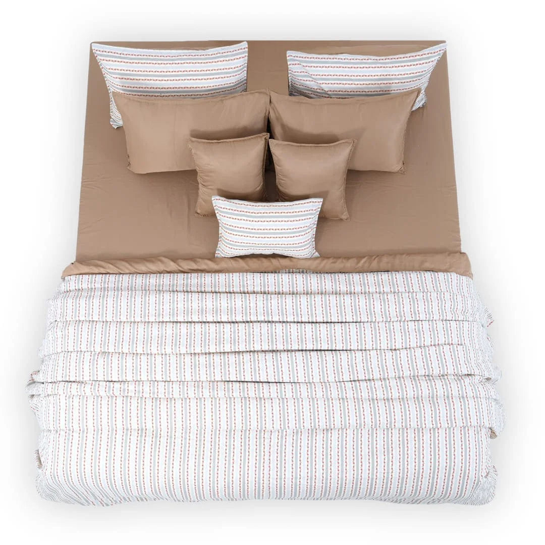 Linen Blend AC Comforter With 2 Pillow Cases and 1 Breakfast Pillow - Fresa