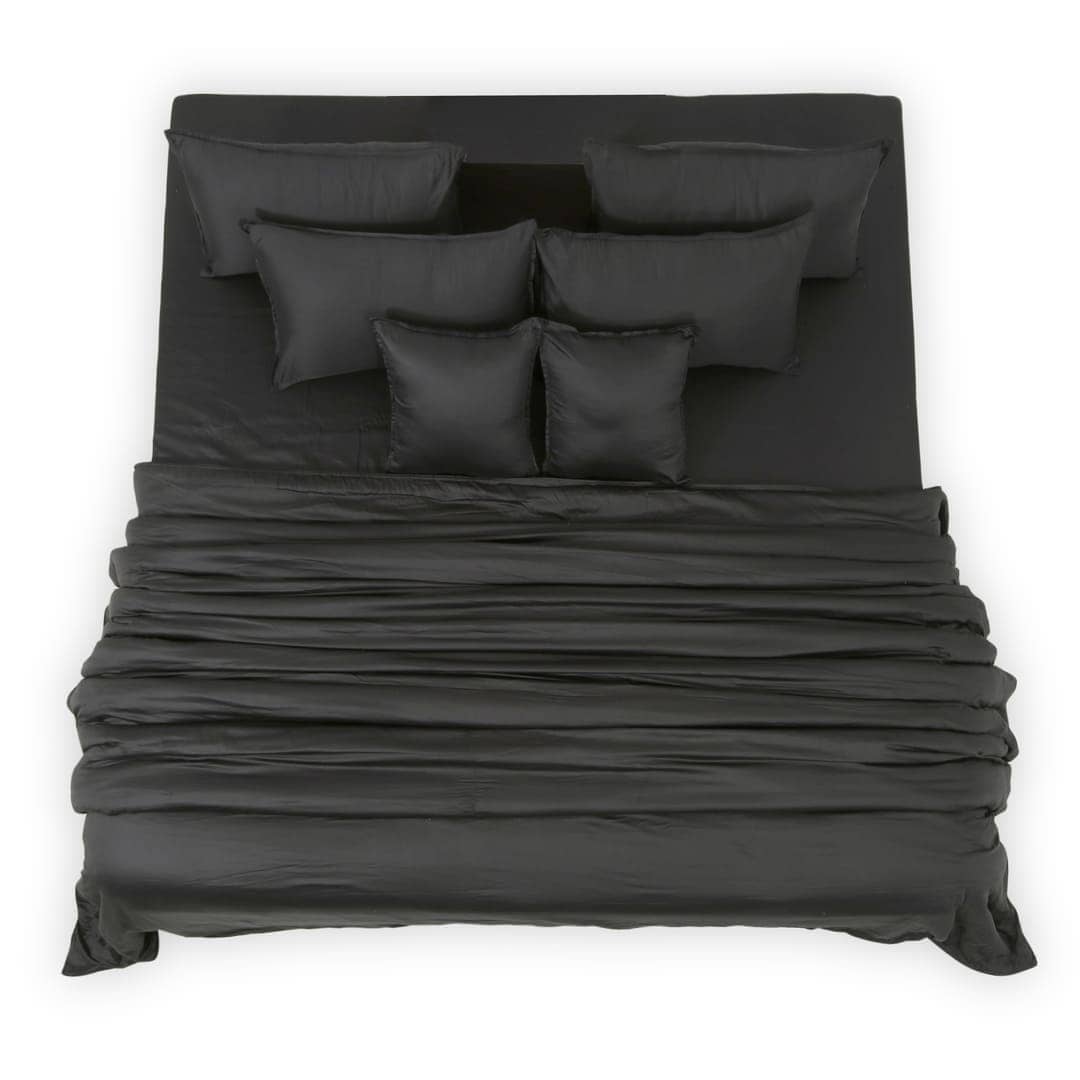 Zeries Egyptian Cotton Bedsheets With 2 Pillow Cases & 2 Cushion Covers - Raven