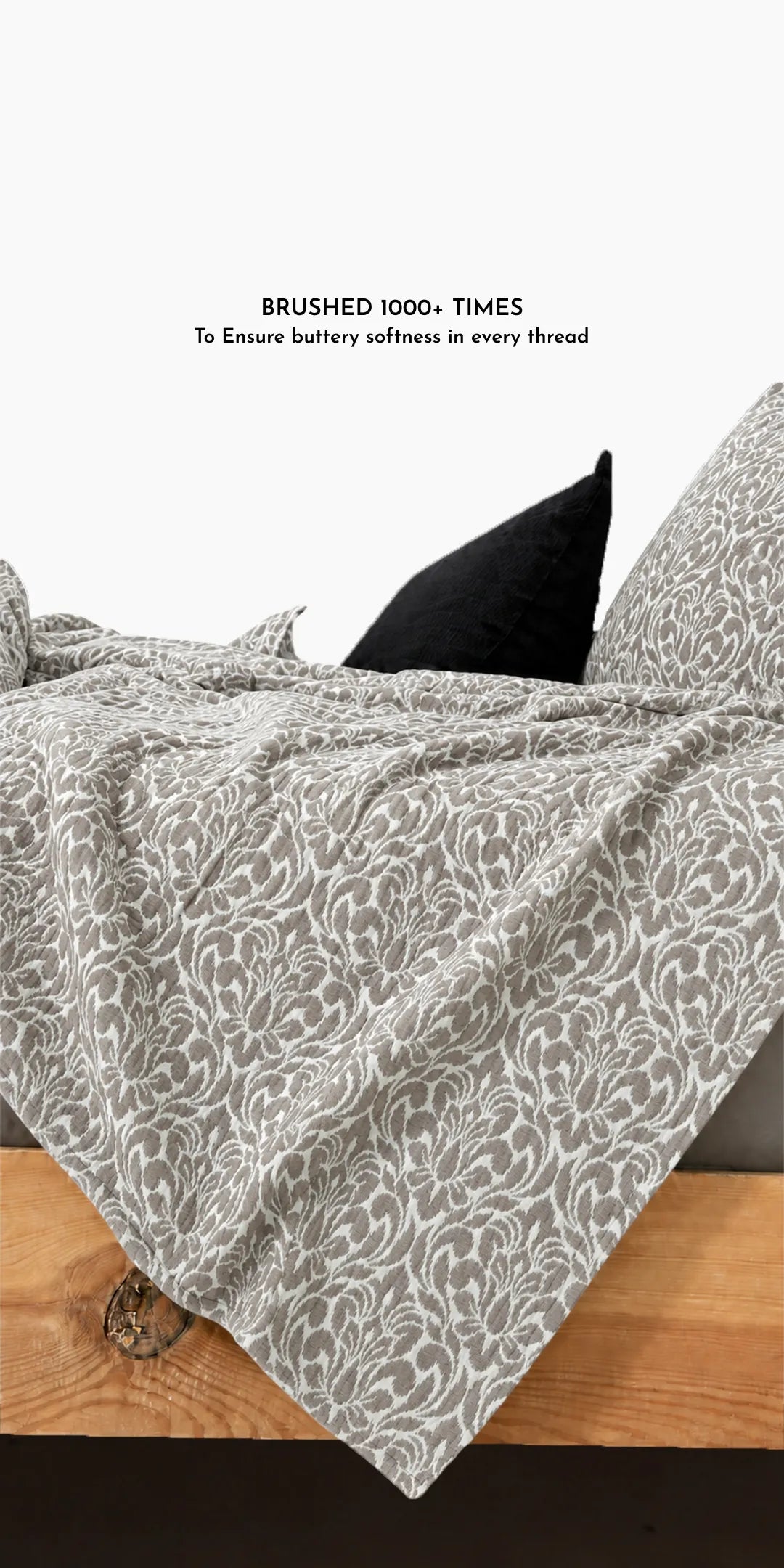 Zarf Plush Baby Size AC Blanket With One Pillow Cover - Oatshade