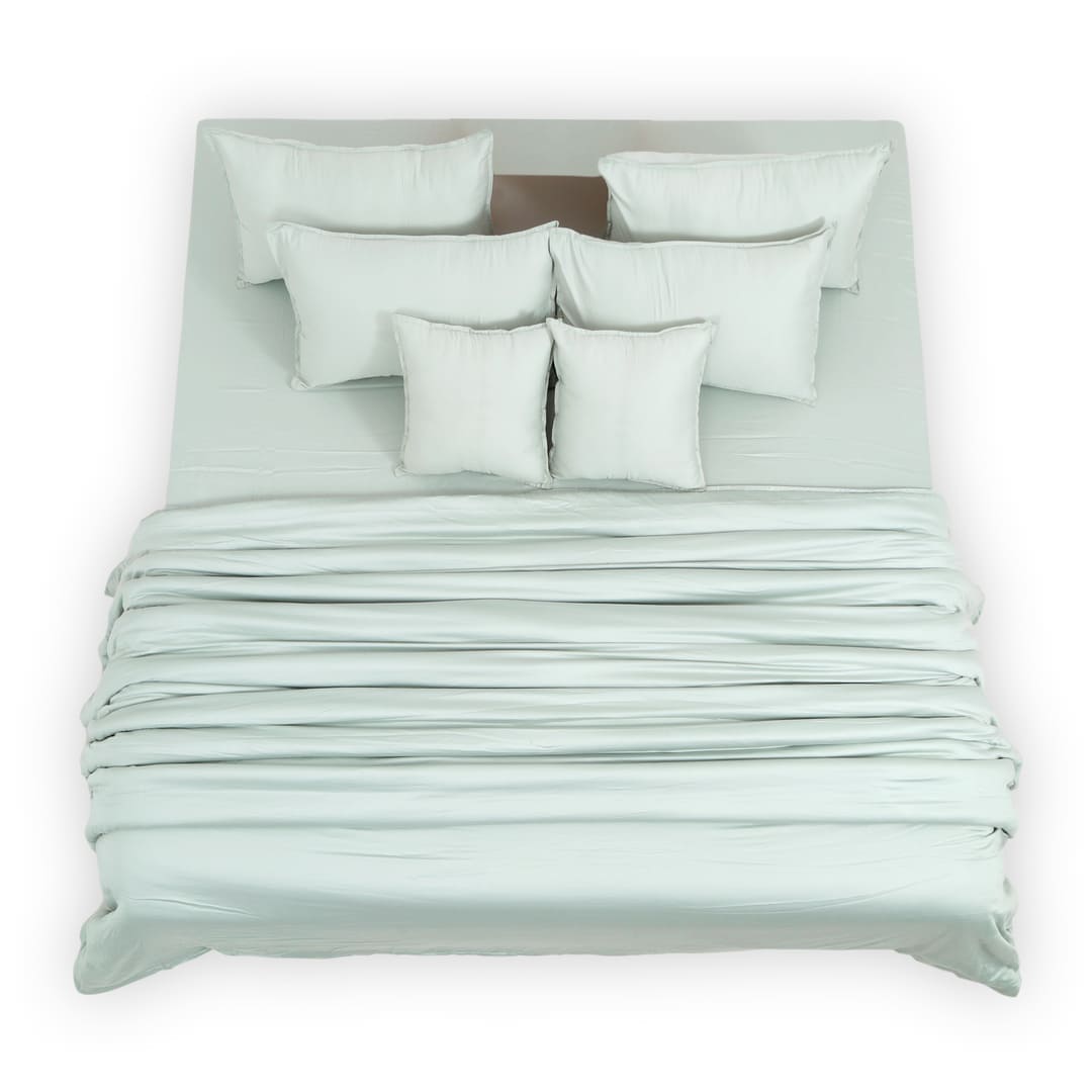 Zeries Egyptian Cotton Bedsheets With 2 Pillow Cases & 2 Cushion Covers - Cyan