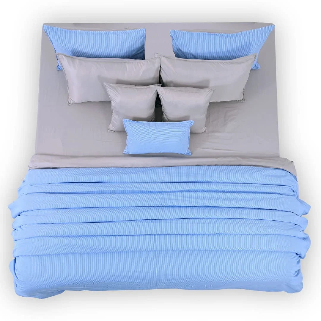 Linen Blend AC Comforter With 2 Pillow Cases and 1 Breakfast Pillow - Tranquil