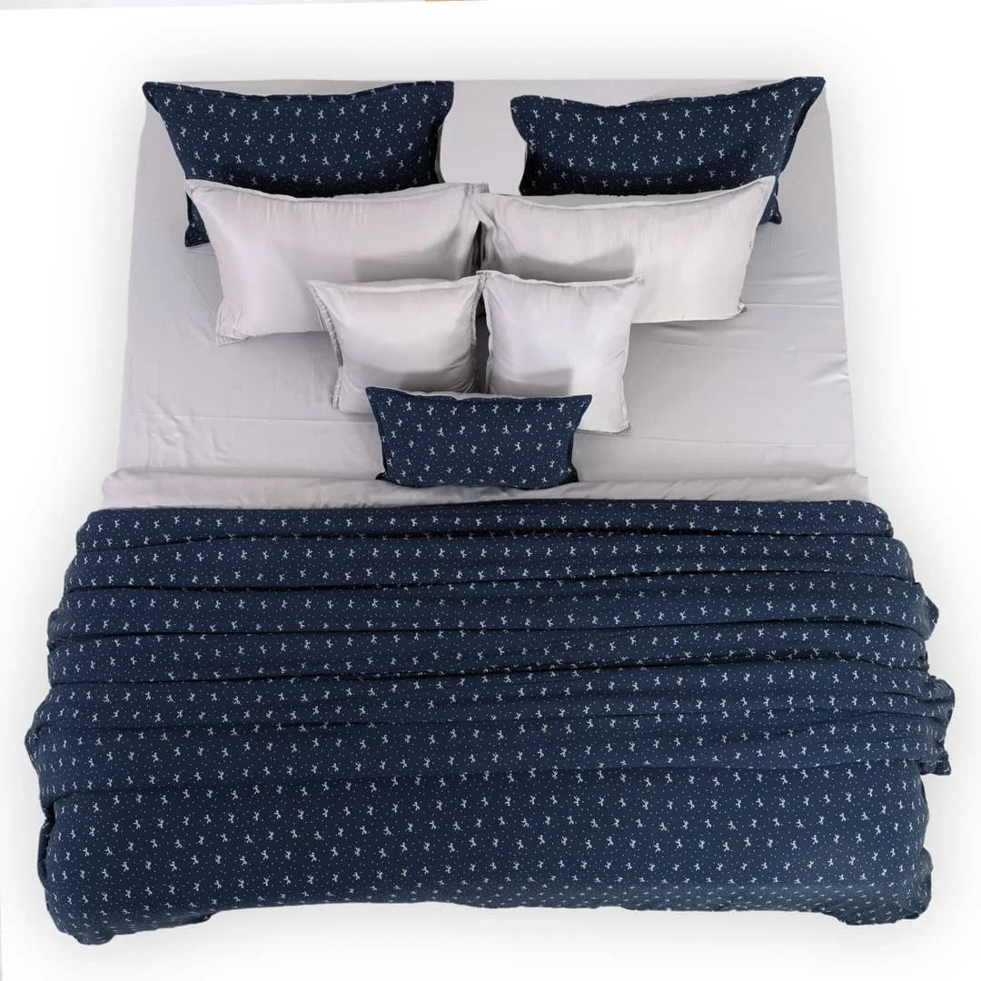 Linen Blend AC Comforter With 2 Pillow Cases and 1 Breakfast Pillow For Single Size Bed- Ruban