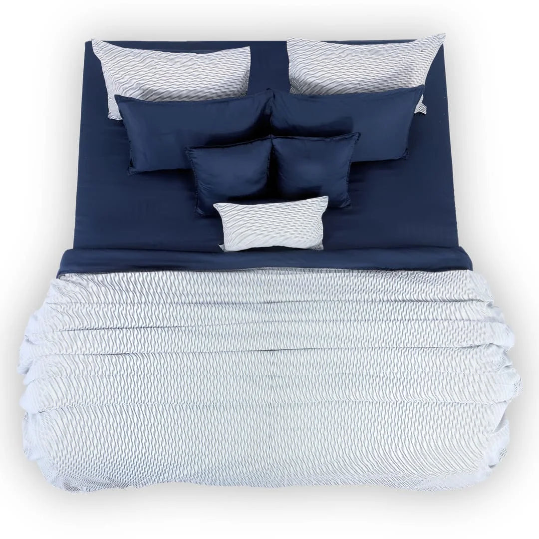 Zarf Linen Blend Bedding Set Of 9 - Inkwave