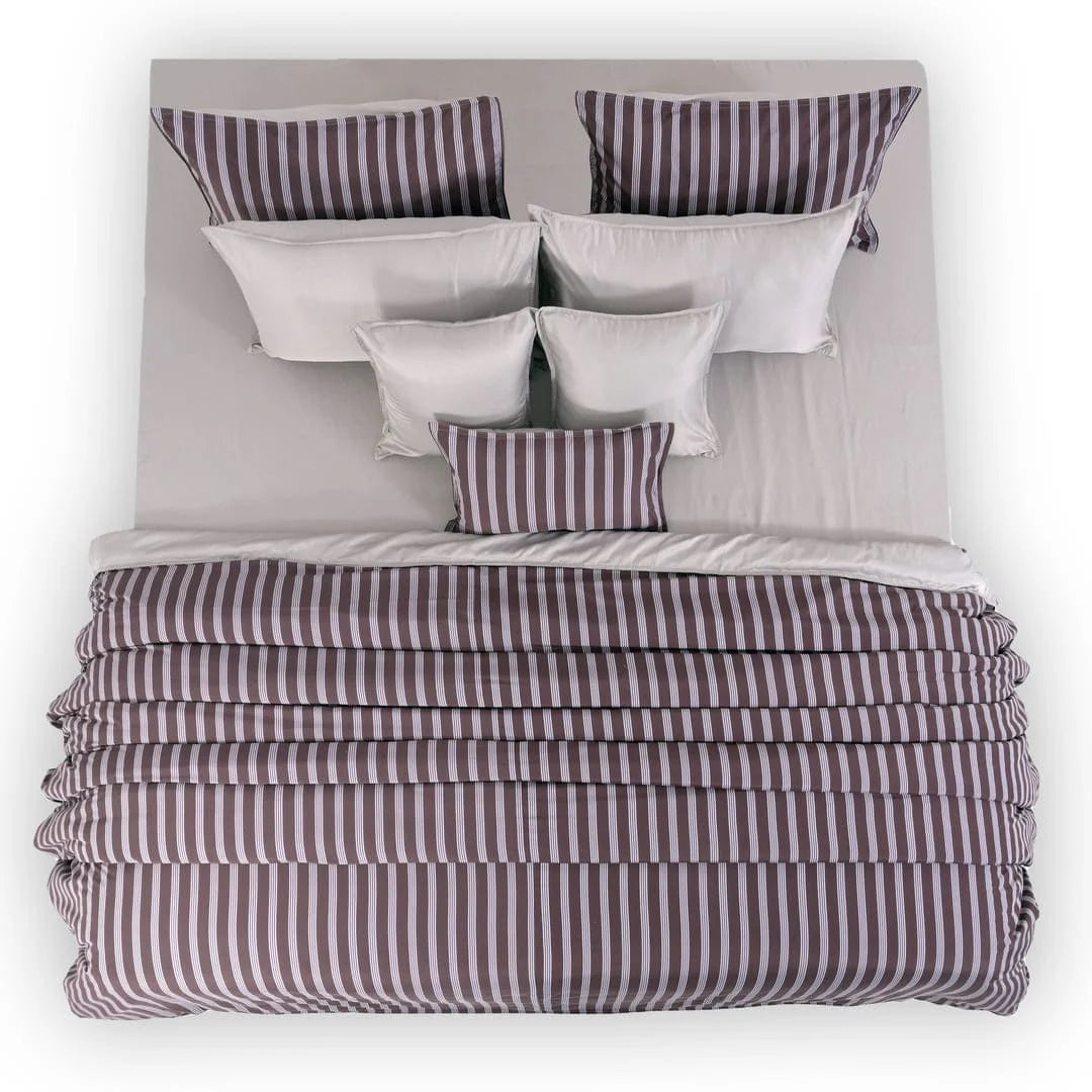 Linen Blend AC Comforter With 2 Pillow Cases and 1 Breakfast Pillow - Truffle