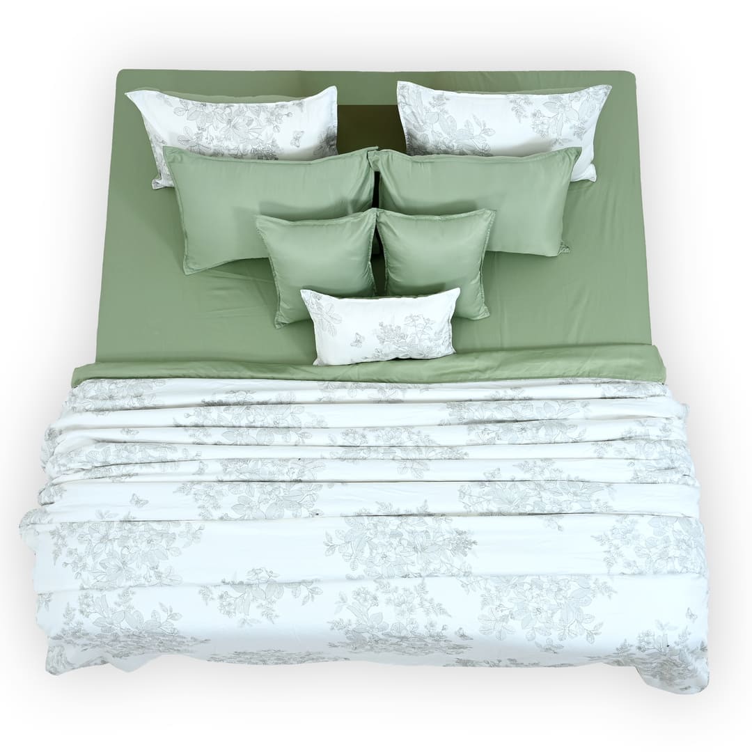 Zarf AC Comforter With 2 Pillow Cases and 1 Breakfast Pillow - Willow