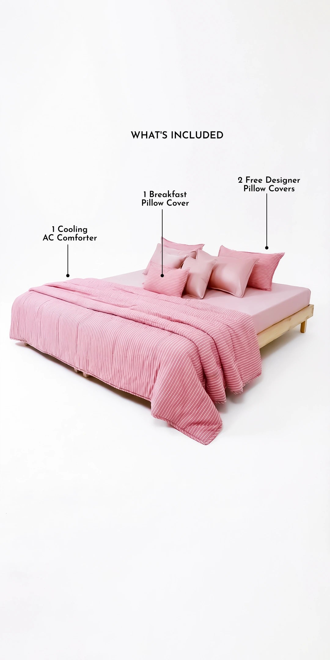 Linen Blend AC Comforter With 2 Pillow Cases and 1 Breakfast Pillow - Sero