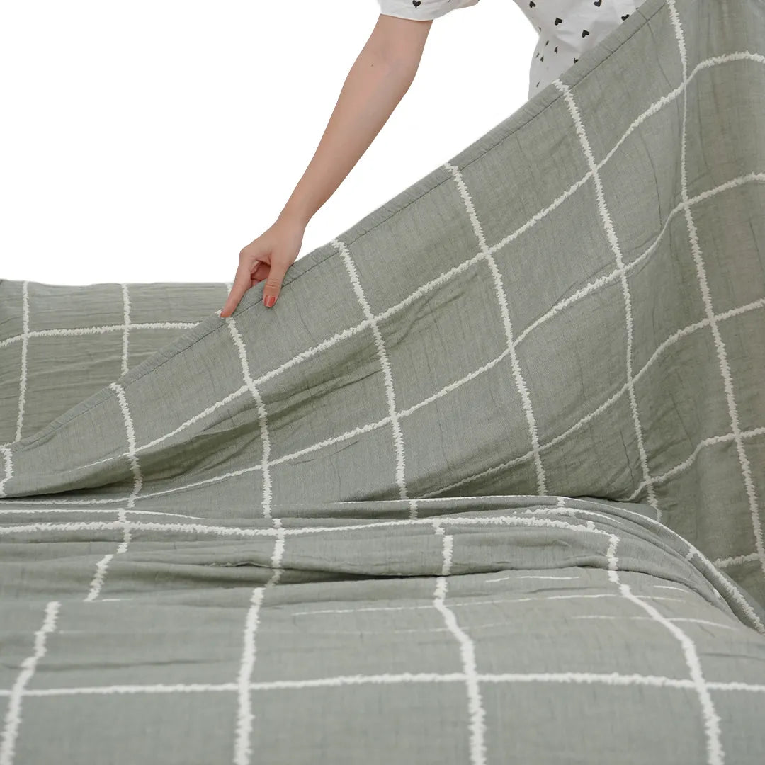 Zarf California King Size Plush Cotton AC Blanket With 2 Pillow Cases - Moonstone
