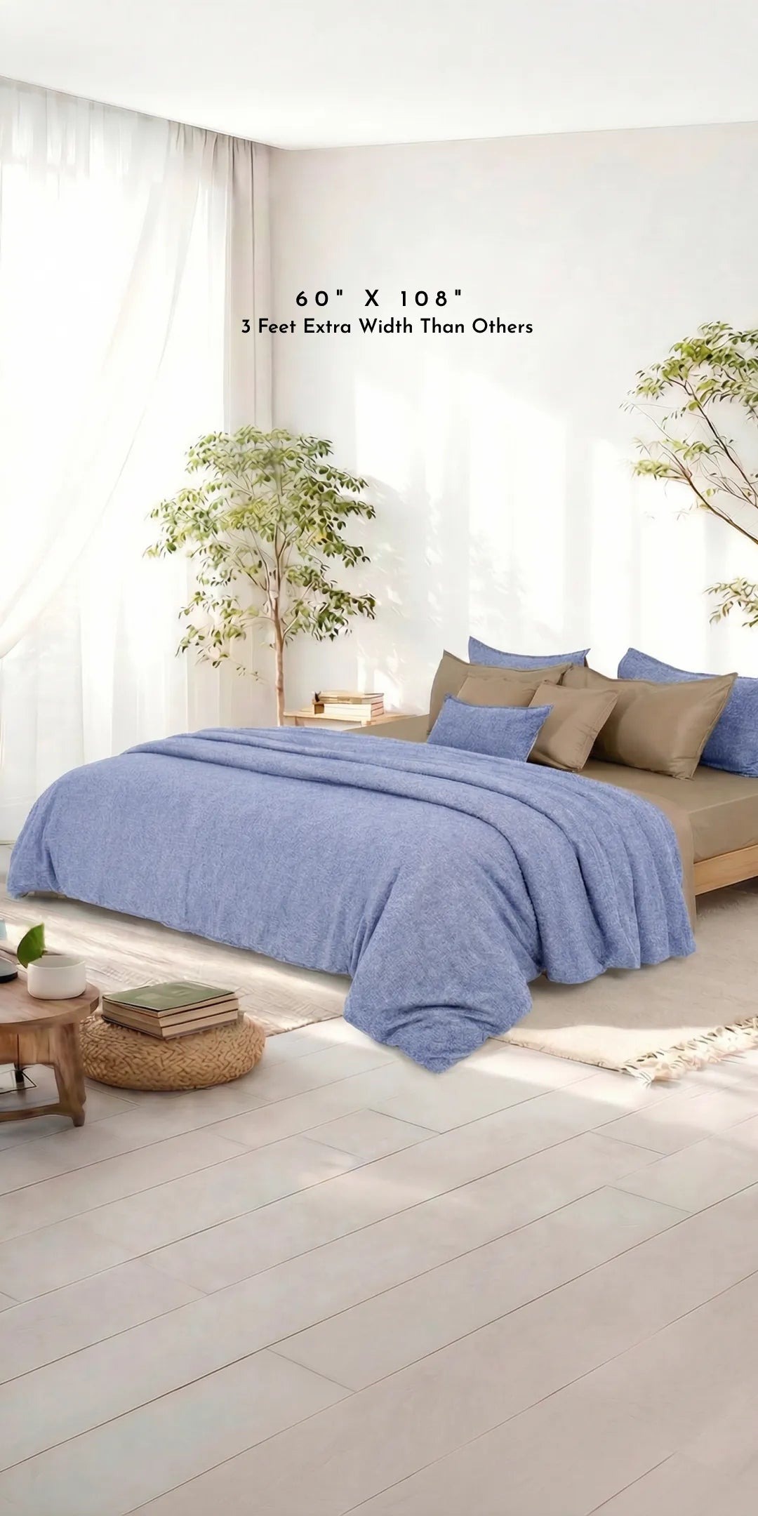 Linen Blend AC Comforter With 2 Pillow Cases and 1 Breakfast Pillow For Single Size Bed- Fleck