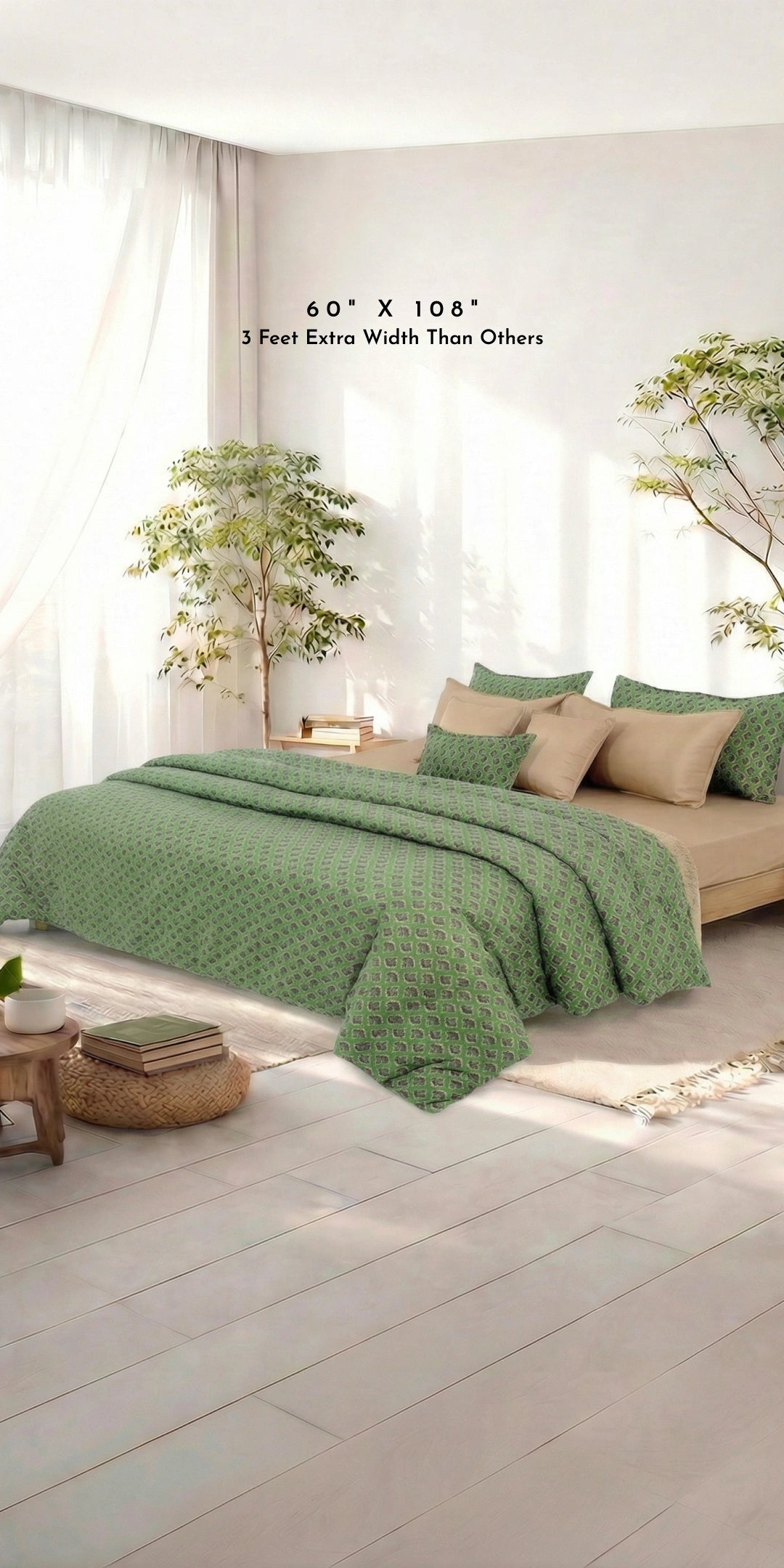 Linen Blend AC Comforter With 2 Pillow Cases and 1 Breakfast Pillow For Single Size Bed - Vanya