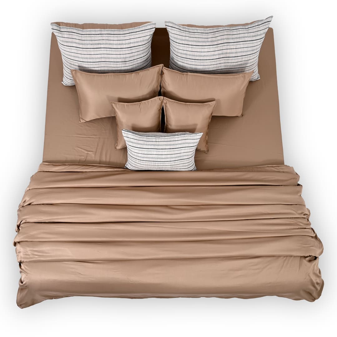 ZARF Italian Staple Weave Comforter With 2 Designer Pillow Cases 1 Breakfast Cushion Cover - Roux