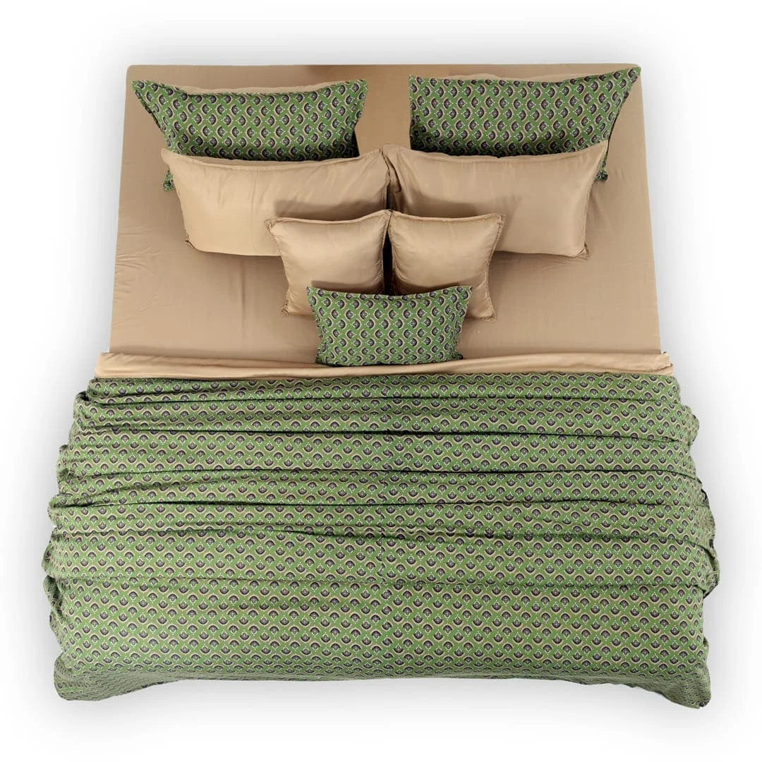 Linen Blend AC Comforter With 2 Pillow Cases and 1 Breakfast Pillow - Vanya (Limited Edition)