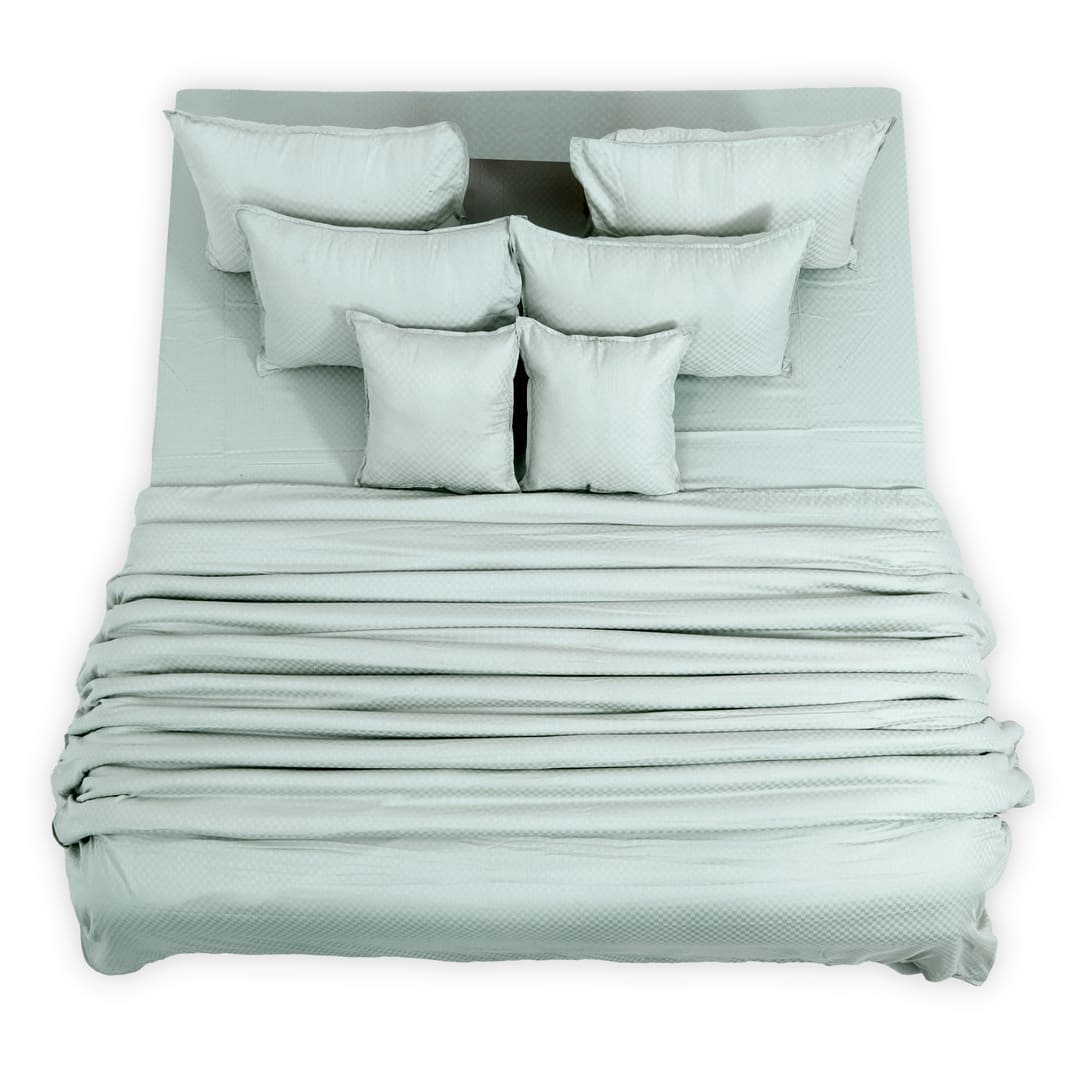 Zeries Egyptian Cotton Jacquard Bedsheets With 2 Pillow Cases & 2 Cushion Covers - Azure