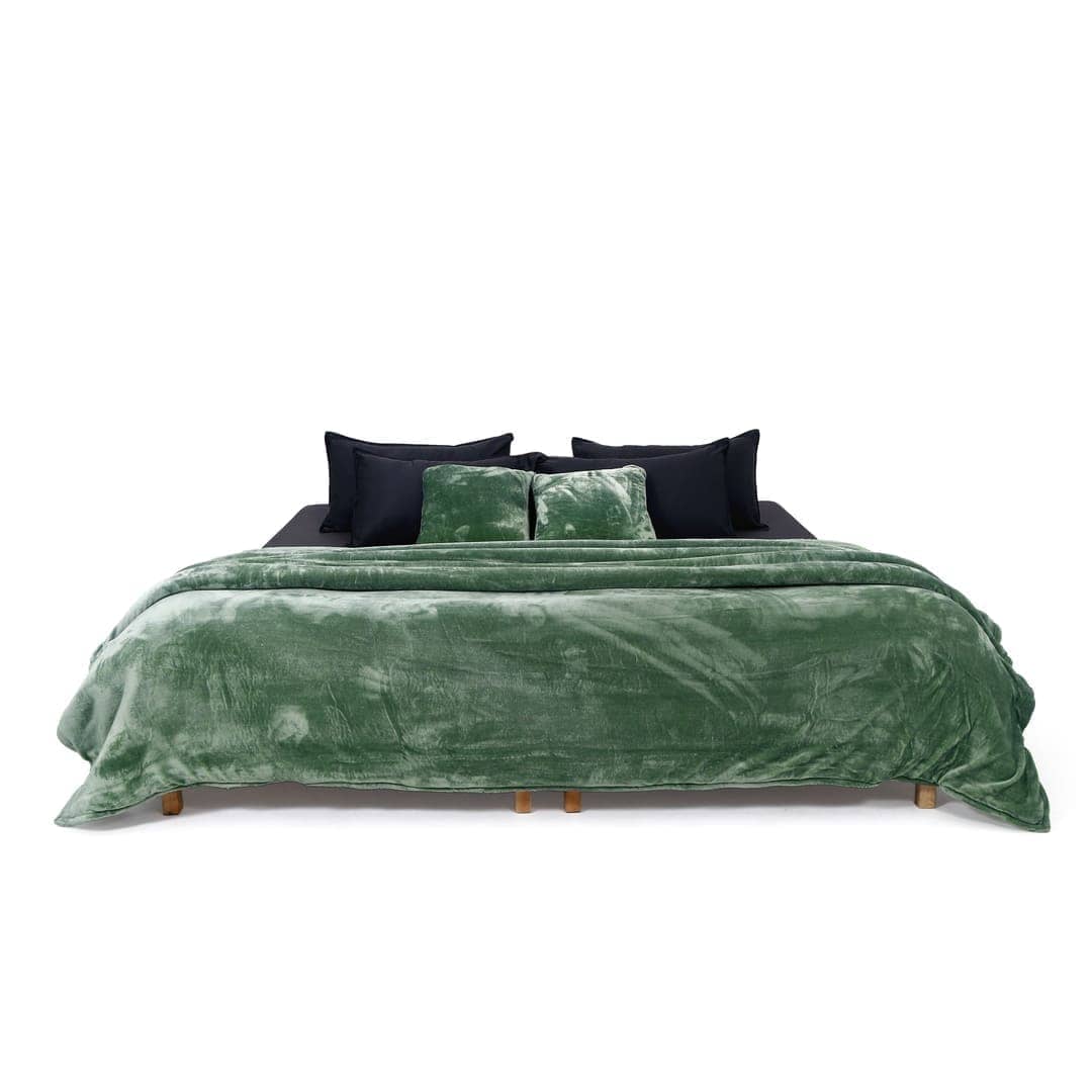Zarf California King Size Reversible Quilt With 2 Cushion Covers - Seafoam