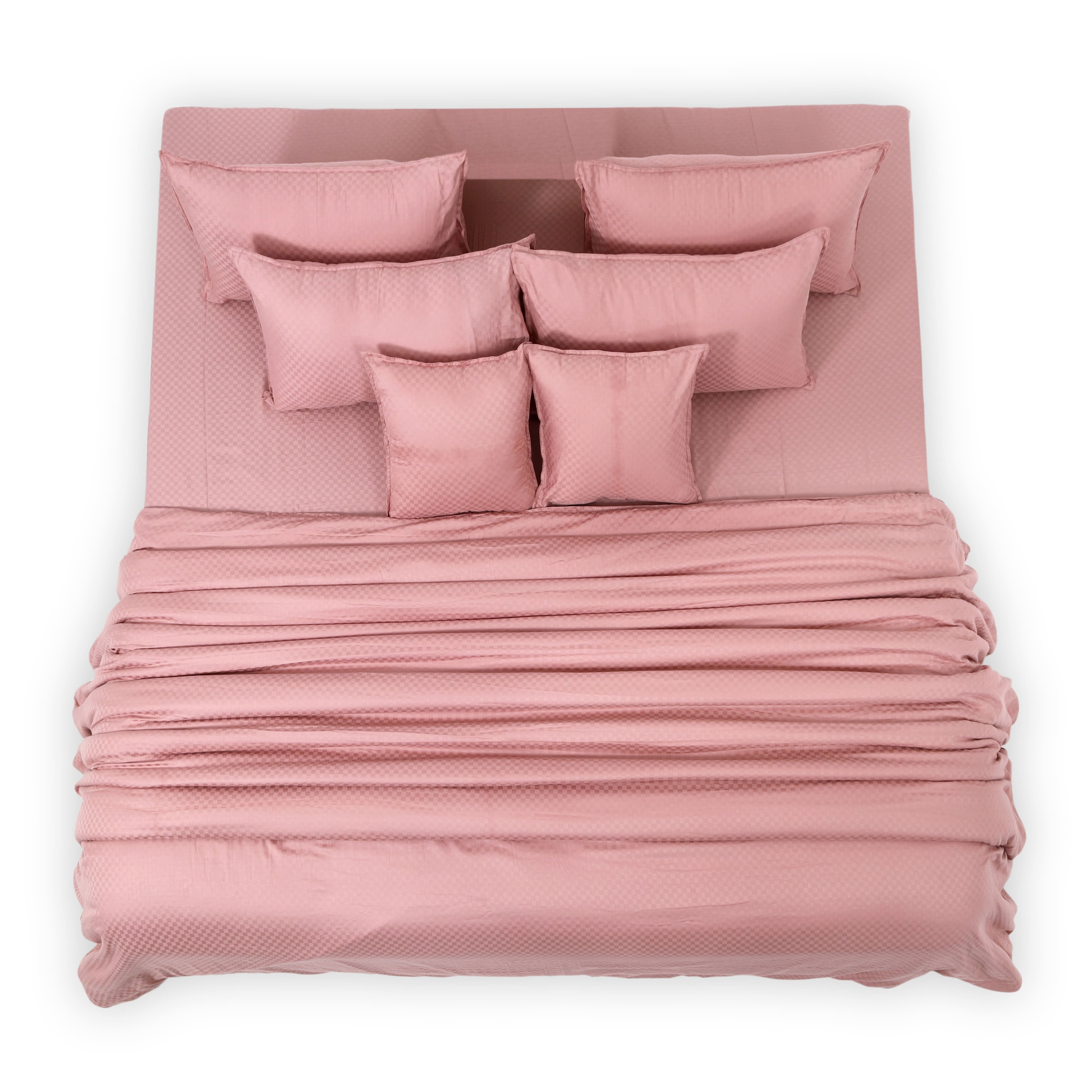 Zeries Egyptian Cotton Jacquard Bedsheets With 2 Pillow Cases & 2 Cushion Covers - Petal
