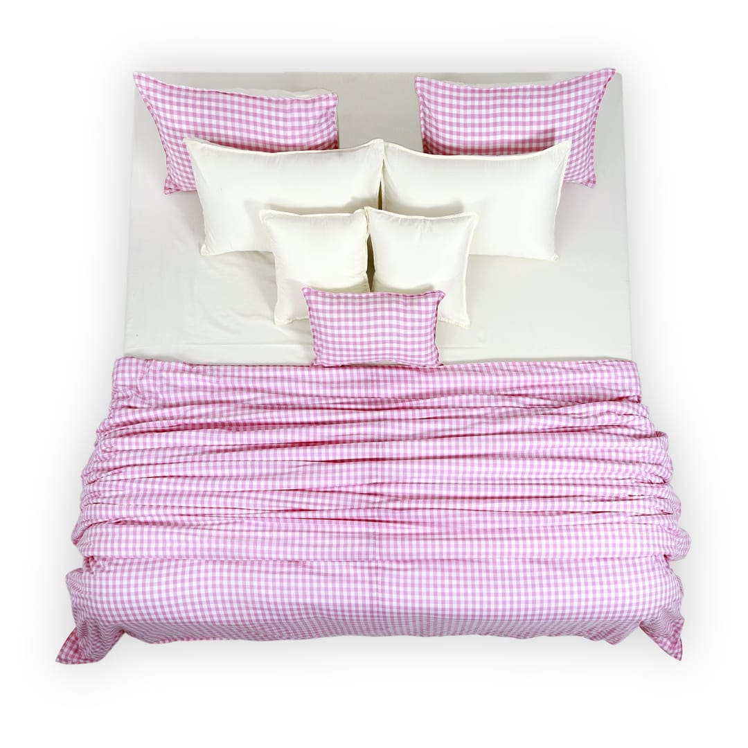 Linen Blend AC Comforter With 2 Pillow Cases and 1 Breakfast Pillow - Poppy