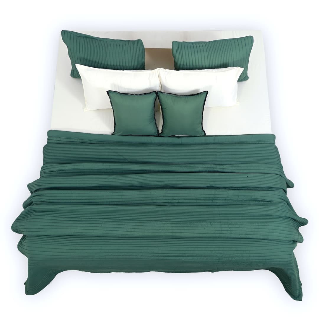 Zarf California King Size AC Comforters With 2 Pillow Cases & 2 Cushion Covers - Jade