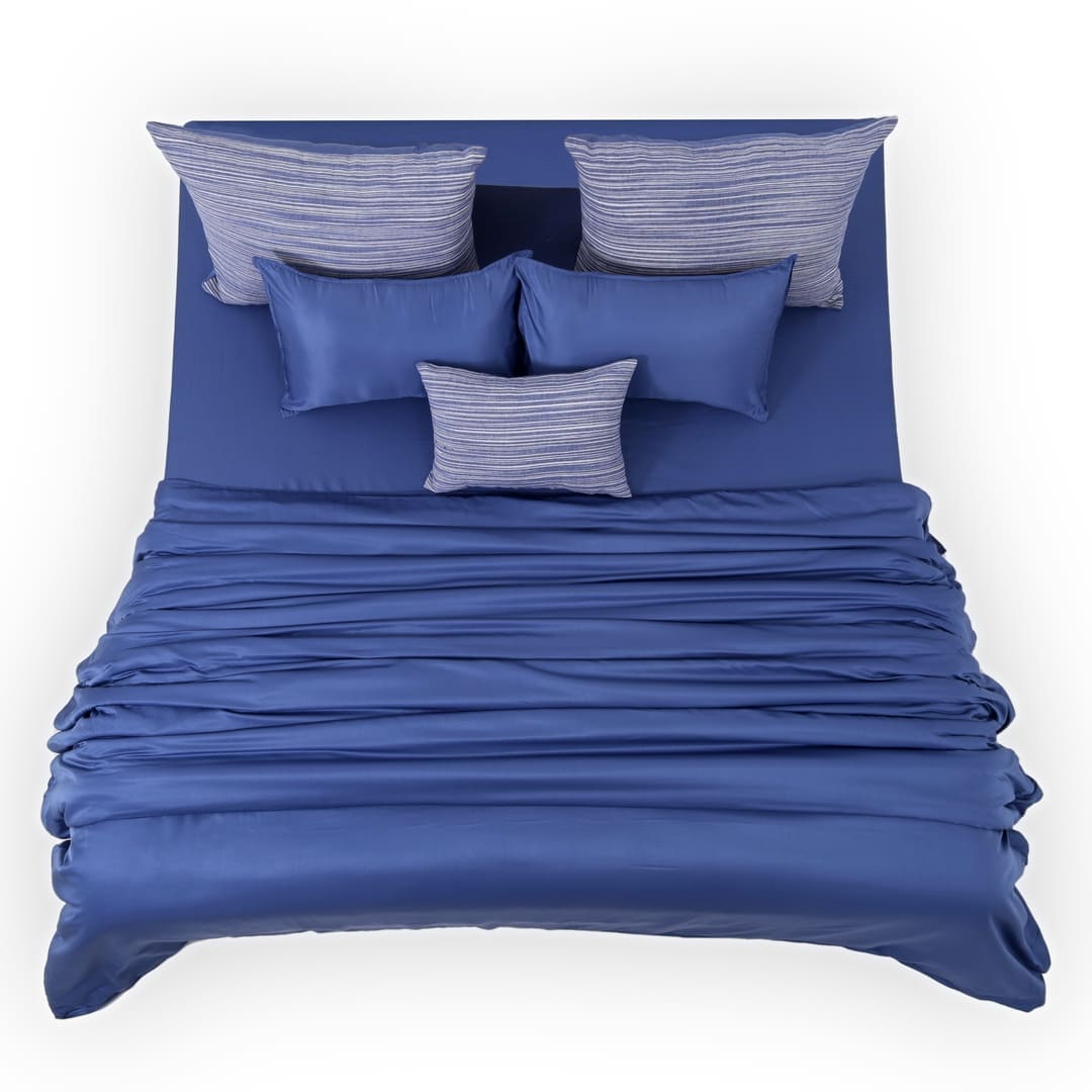 ZARF Italian Staple Weave Comforter With 2 Designer Pillow Cases 1 Breakfast Cushion Cover - Oceane