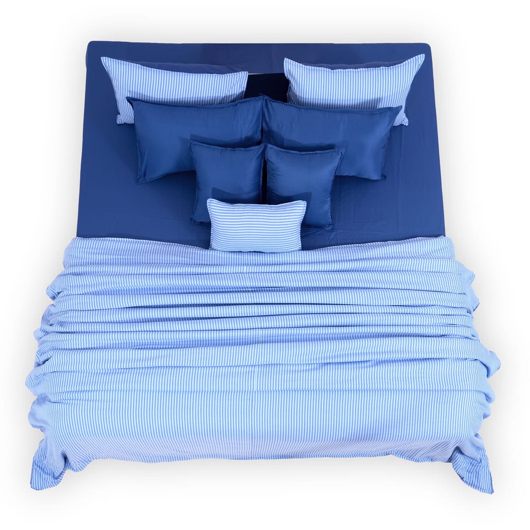 Linen Blend AC Comforter With 2 Pillow Cases and 1 Breakfast Pillow - Sail