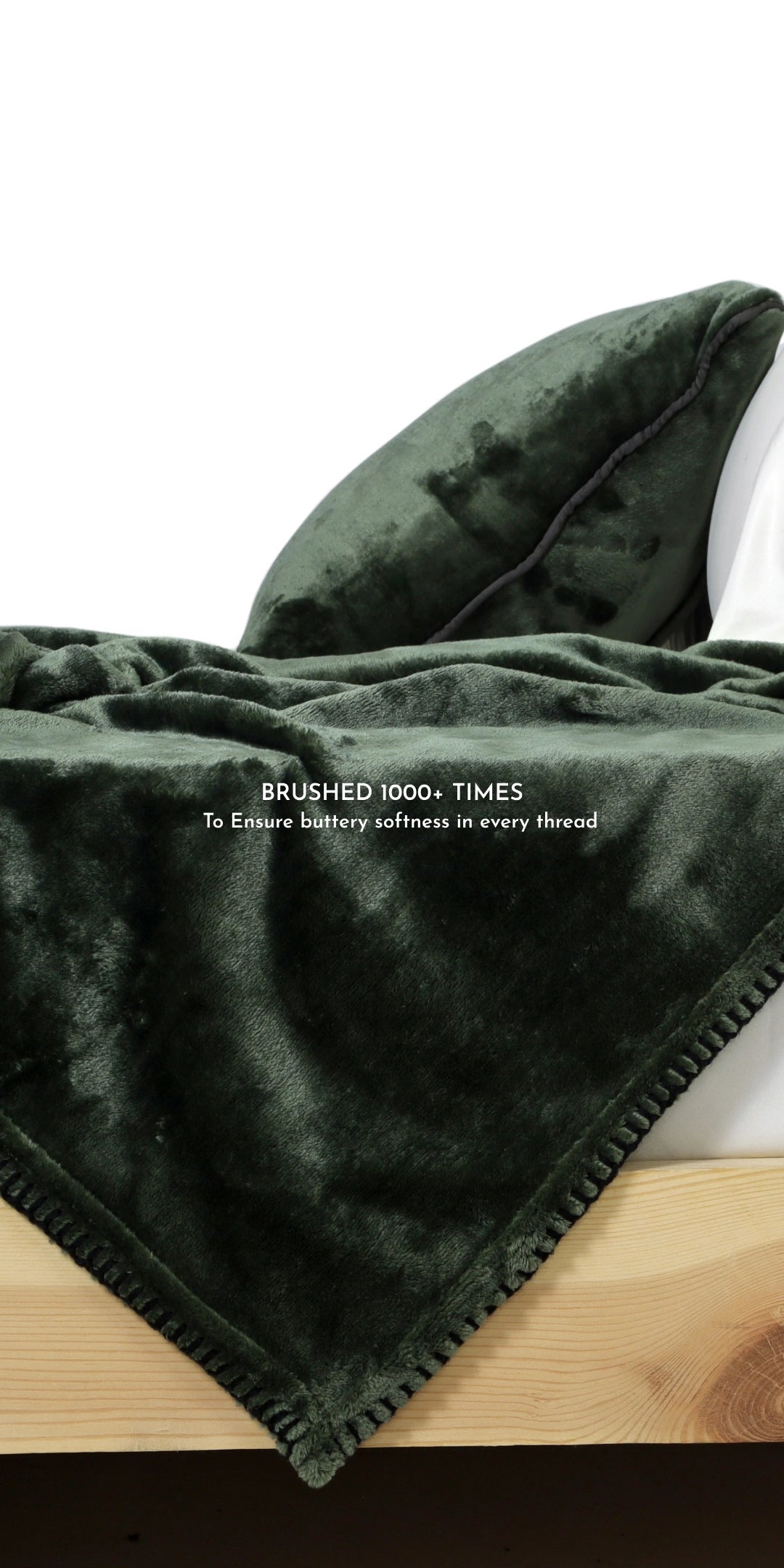 Zarf All-Season Premium Baby Size AC Blanket With One Pillow Cover & One Cushion Cover - Olive