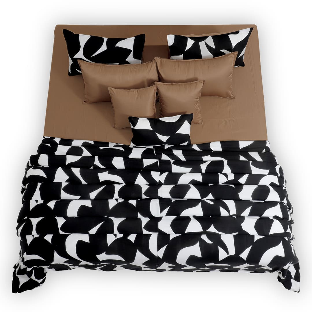 Linen Blend AC Comforter With 2 Pillow Cases and 1 Breakfast Pillow - Axis
