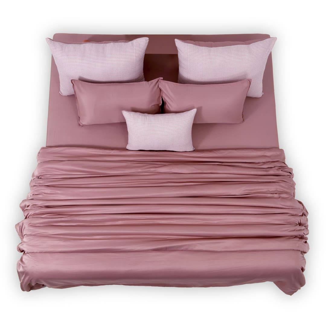 ZARF Italian Staple Weave Comforter With 2 Designer Pillow Cases 1 Breakfast Cushion Cover - Sorbet