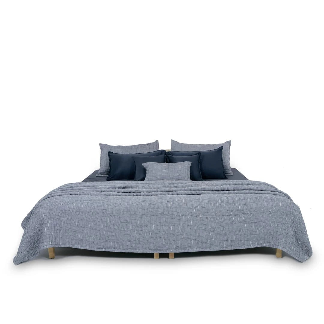 Zarf King Size Pure Cotton Cottage Blanket with 2 Pillowcases and 1 Cushion Cover - Greyling