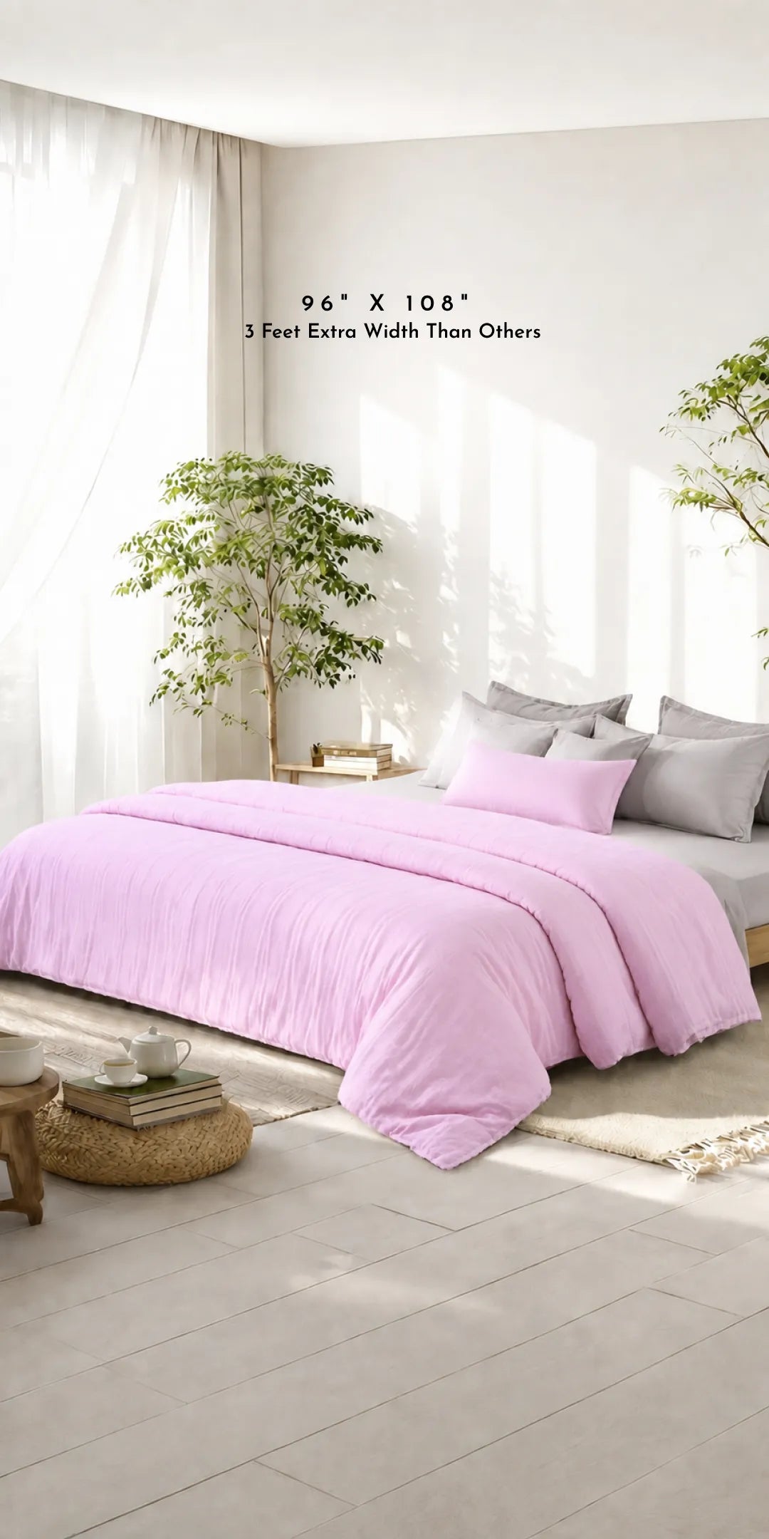 Linen Blend AC Comforter With 2 Pillow Cases and 1 Breakfast Pillow - Promenade