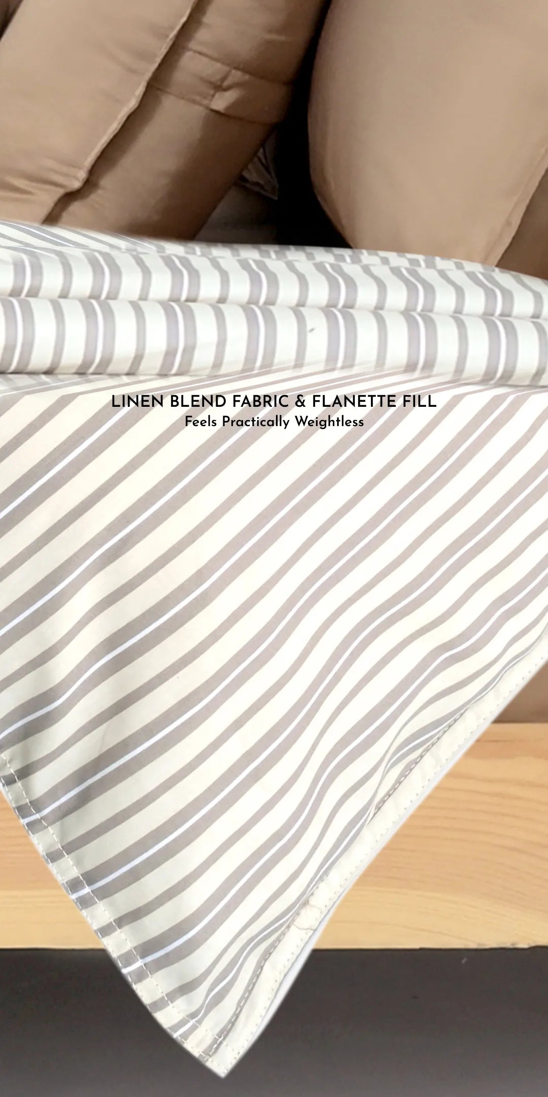 Linen Blend AC Comforter With 2 Pillow Cases and 1 Breakfast Pillow - Vesper