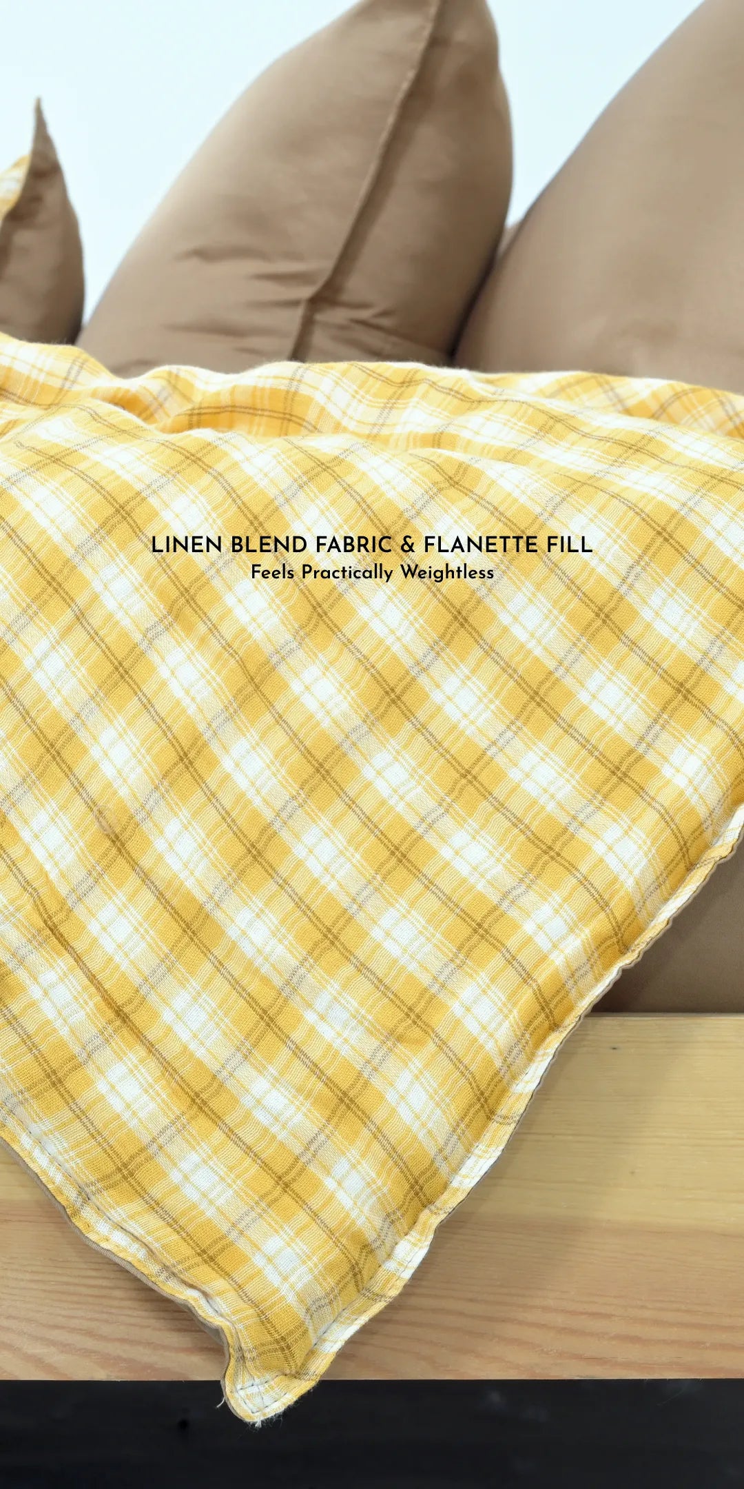 Linen Blend AC Comforter With 2 Pillow Cases and 1 Breakfast Pillow - Maple