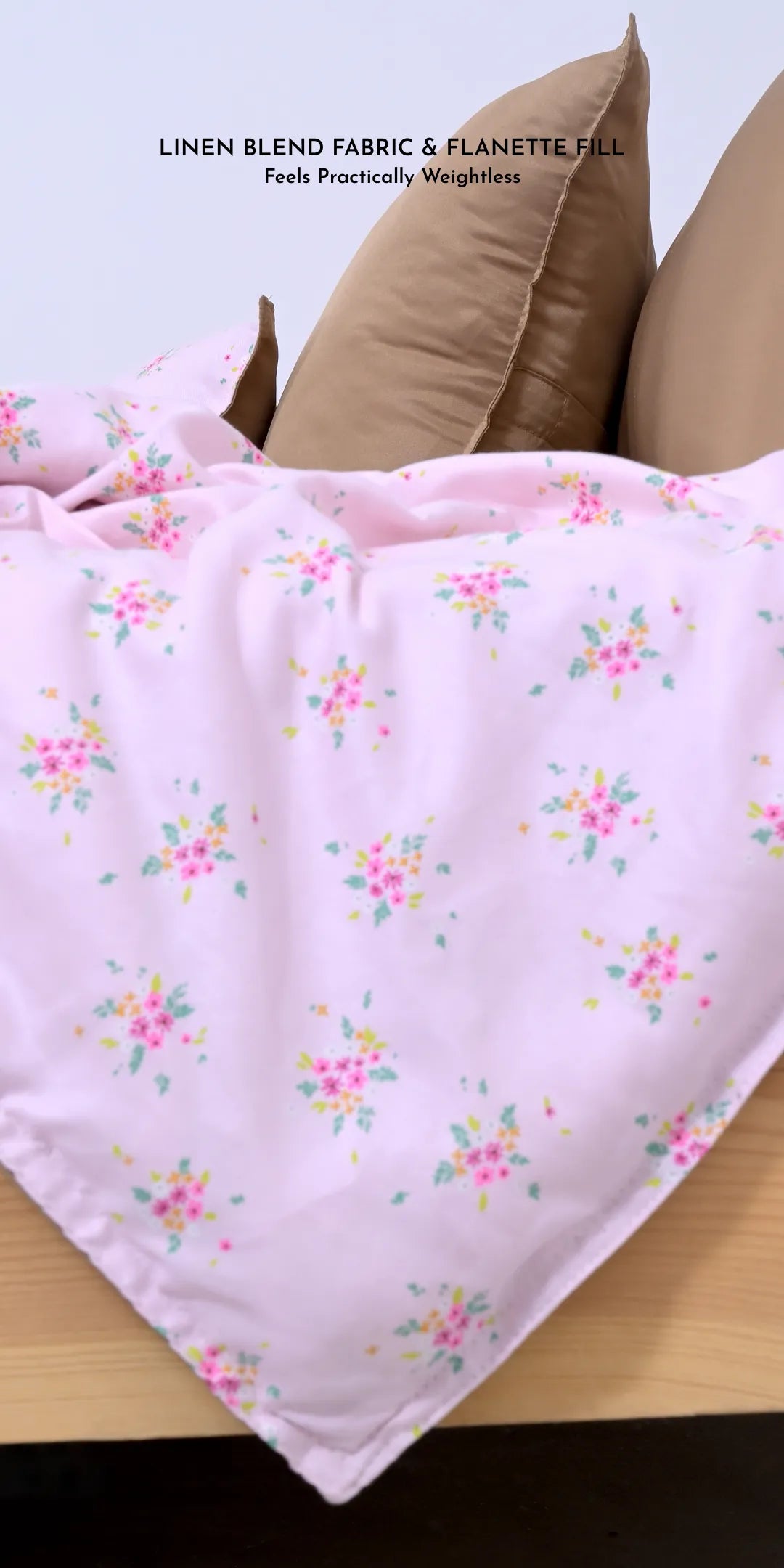 Linen Blend AC Comforter With 2 Pillow Cases and 1 Breakfast Pillow - Florinex