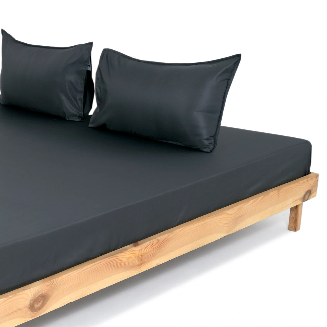 ZARF Italian Staple Weave Bedsheet With 2 Solid Pillowcases - Cinder