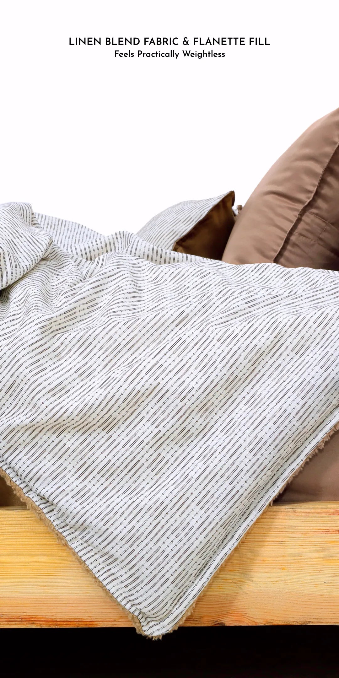 Linen Blend AC Comforter With 2 Pillow Cases and 1 Breakfast Pillow - Arctic