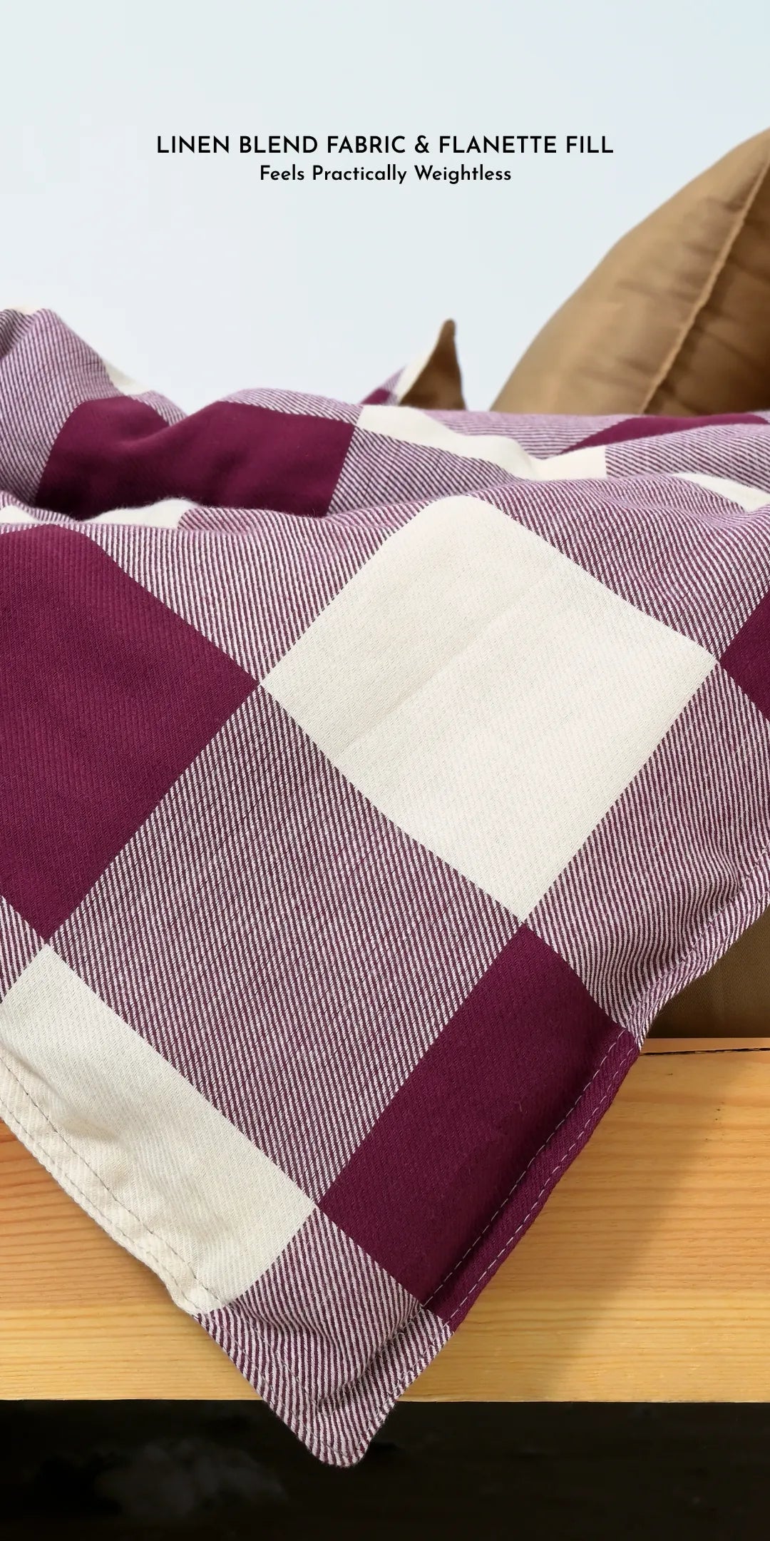 Linen Blend AC Comforter With 2 Pillow Cases and 1 Breakfast Pillow - Burgon