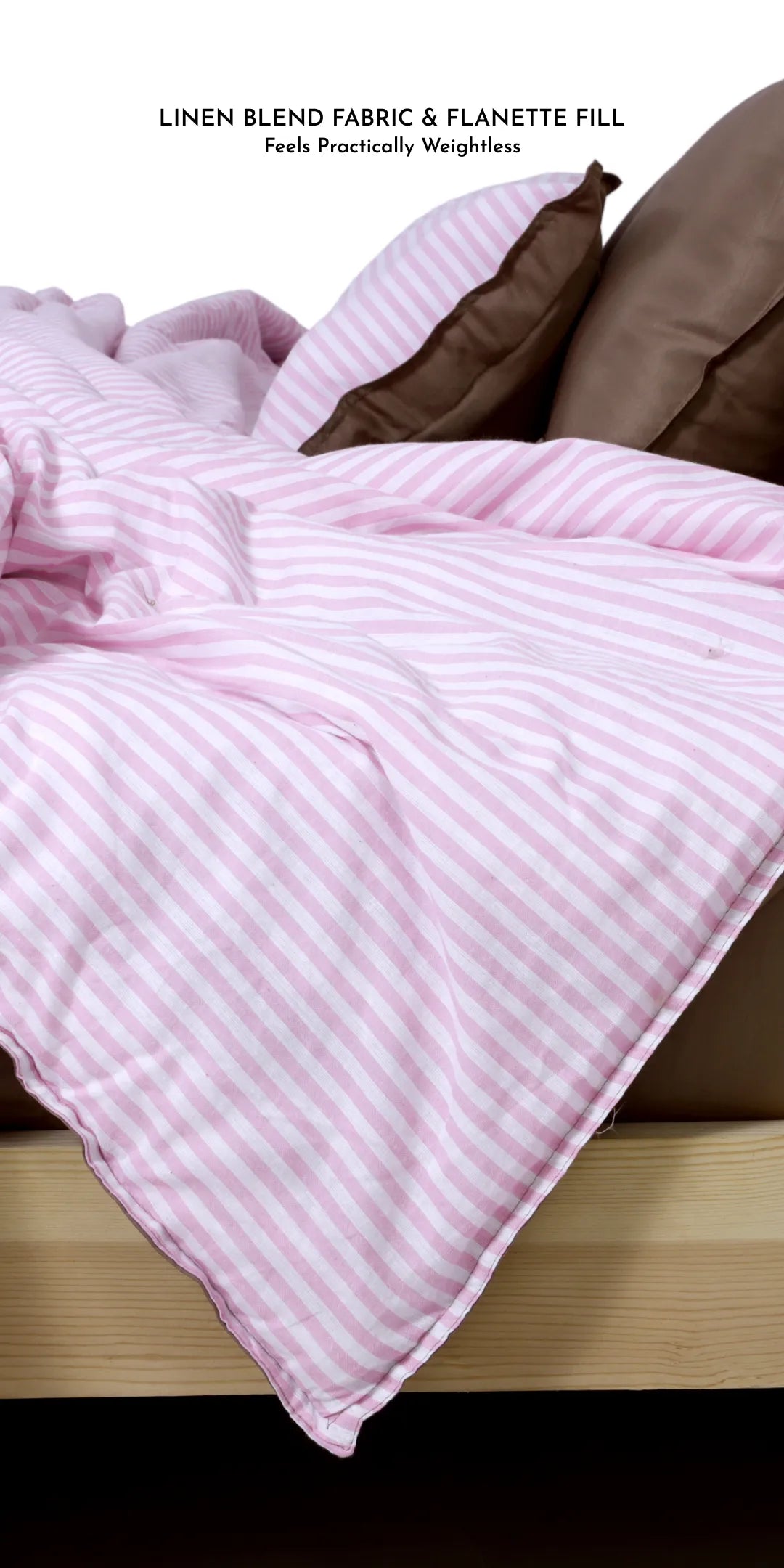 Linen Blend AC Comforter With 2 Pillow Cases and 1 Breakfast Pillow - Trosa