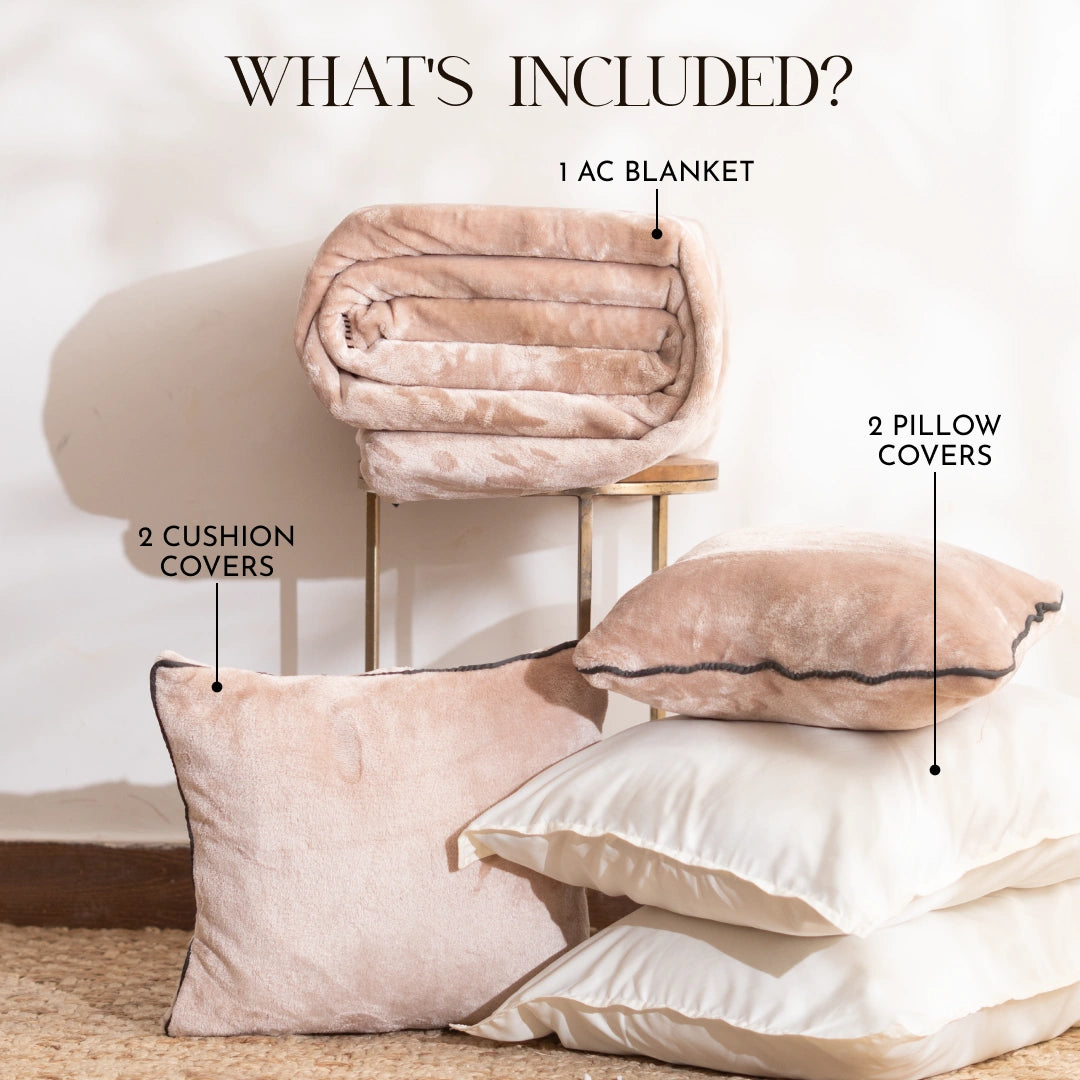 ZARF ALL-SEASON PREMIUM AC BLANKET SET OF 5 - Ecru