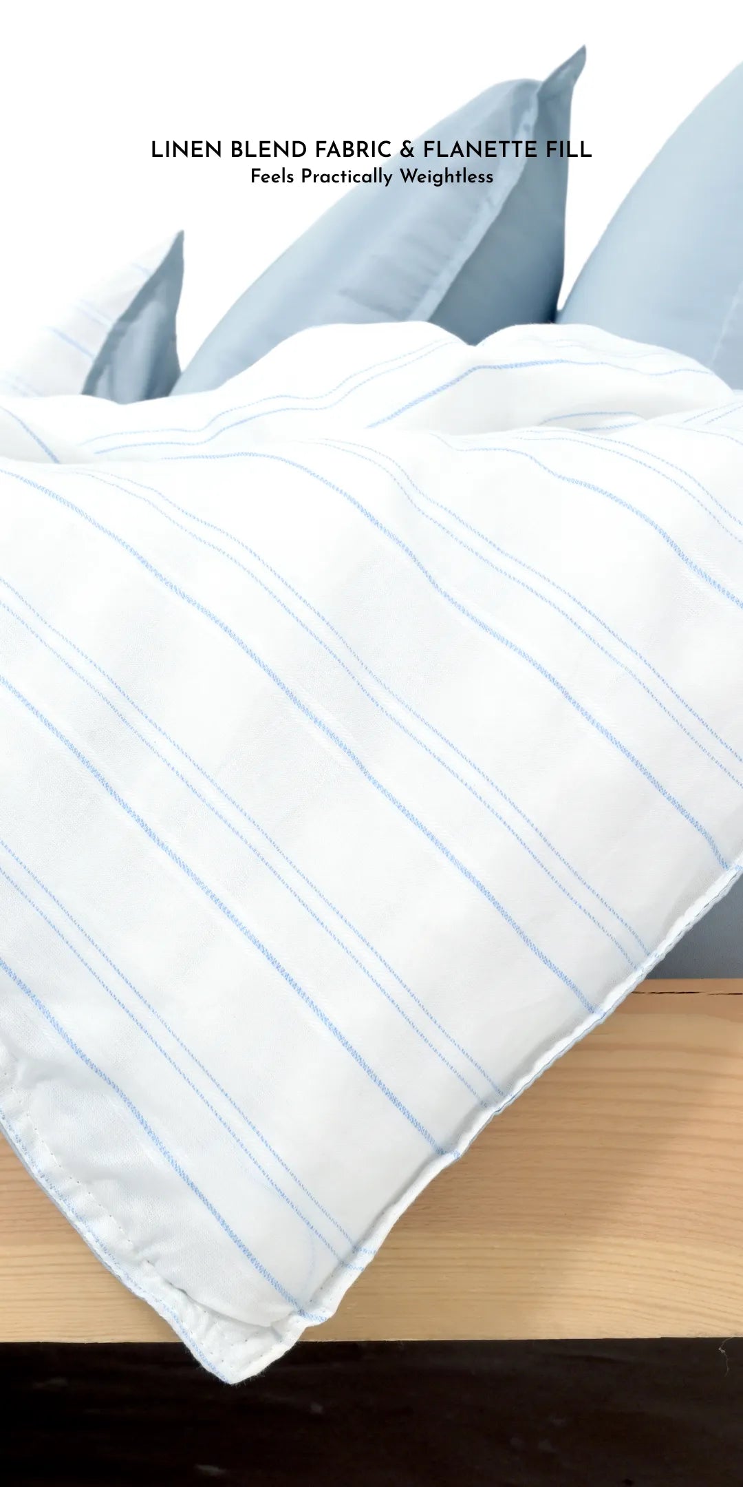 Linen Blend AC Comforter With 2 Pillow Cases and 1 Breakfast Pillow - Shore
